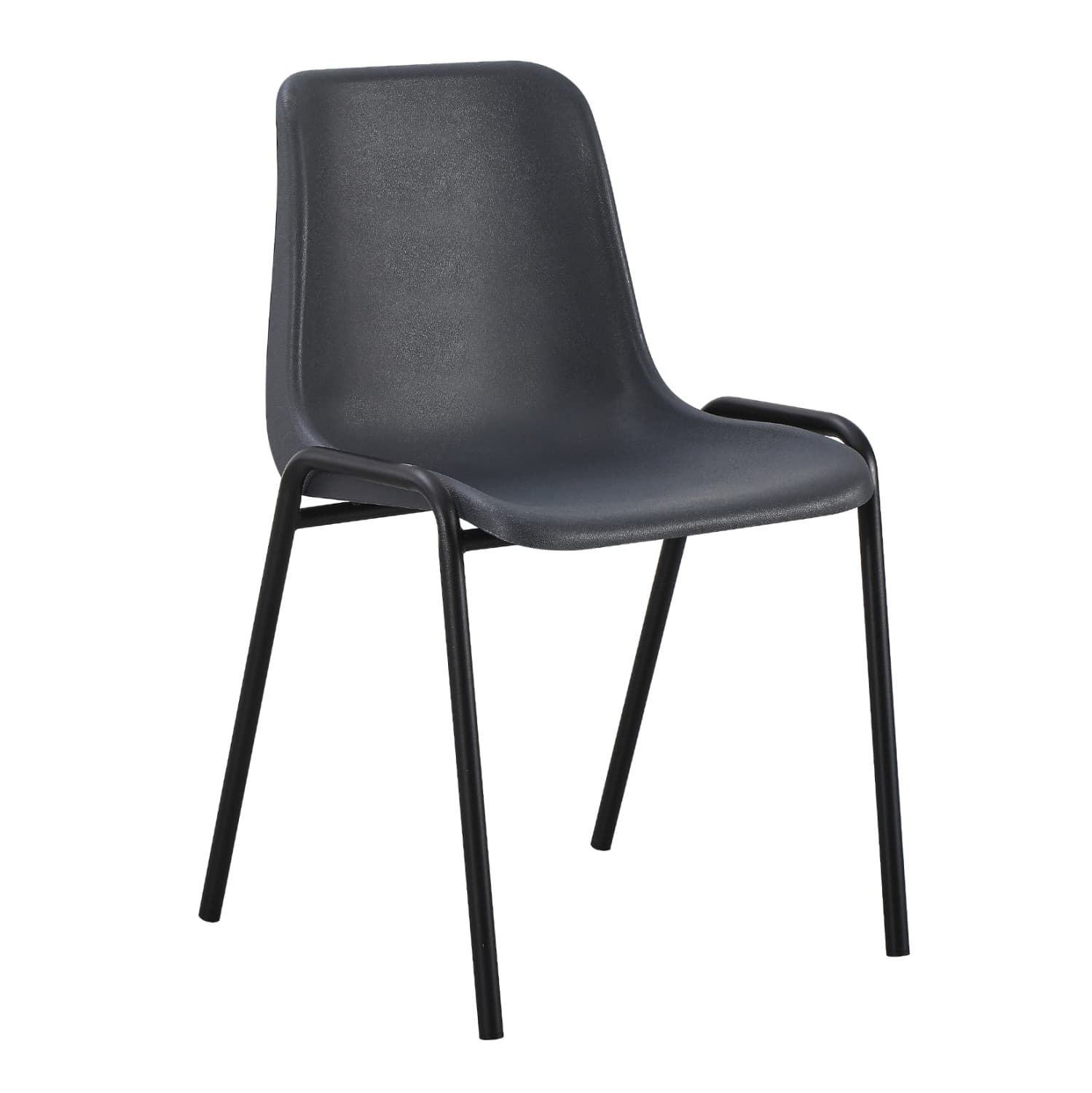 CHAIR LANGET POLYPROPYLENE IN GREY--METAL LEGS IN BLACK 45x47.5x79.5Hcm
