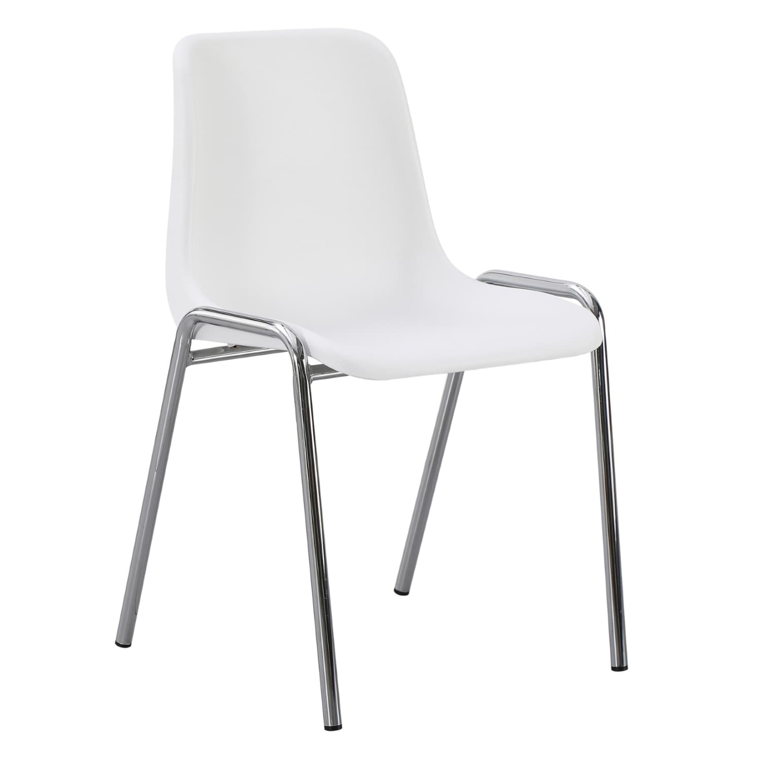 CHAIR LANGET POLYPROPYLENE IN WHITE--METAL CHROMED LEGS 45x47.5x79.5Hcm