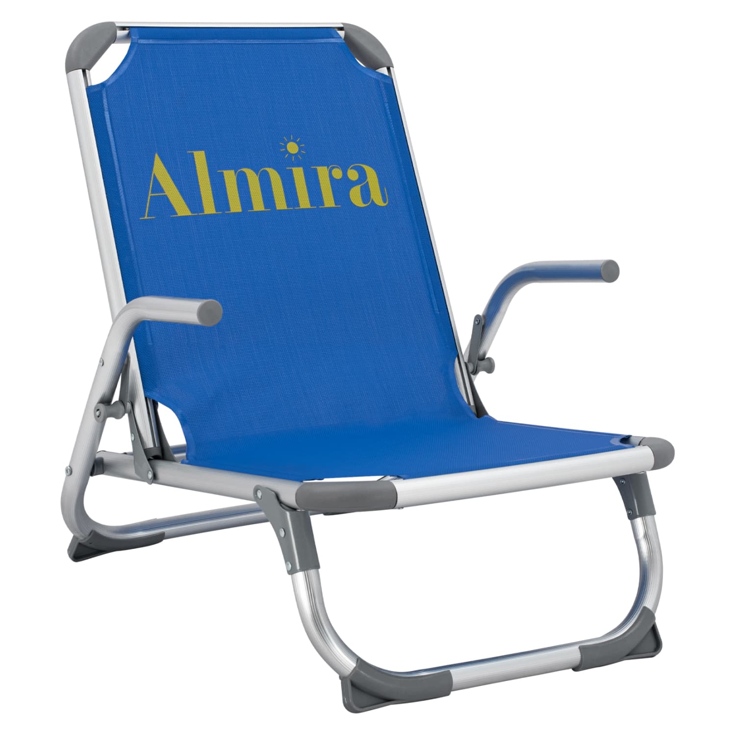 BEACH CHAIR HEAVY DUTY ALUMINUM ALMIRA BLUE TEXTILENE--HIGH BACKREST 55x71x66Hcm