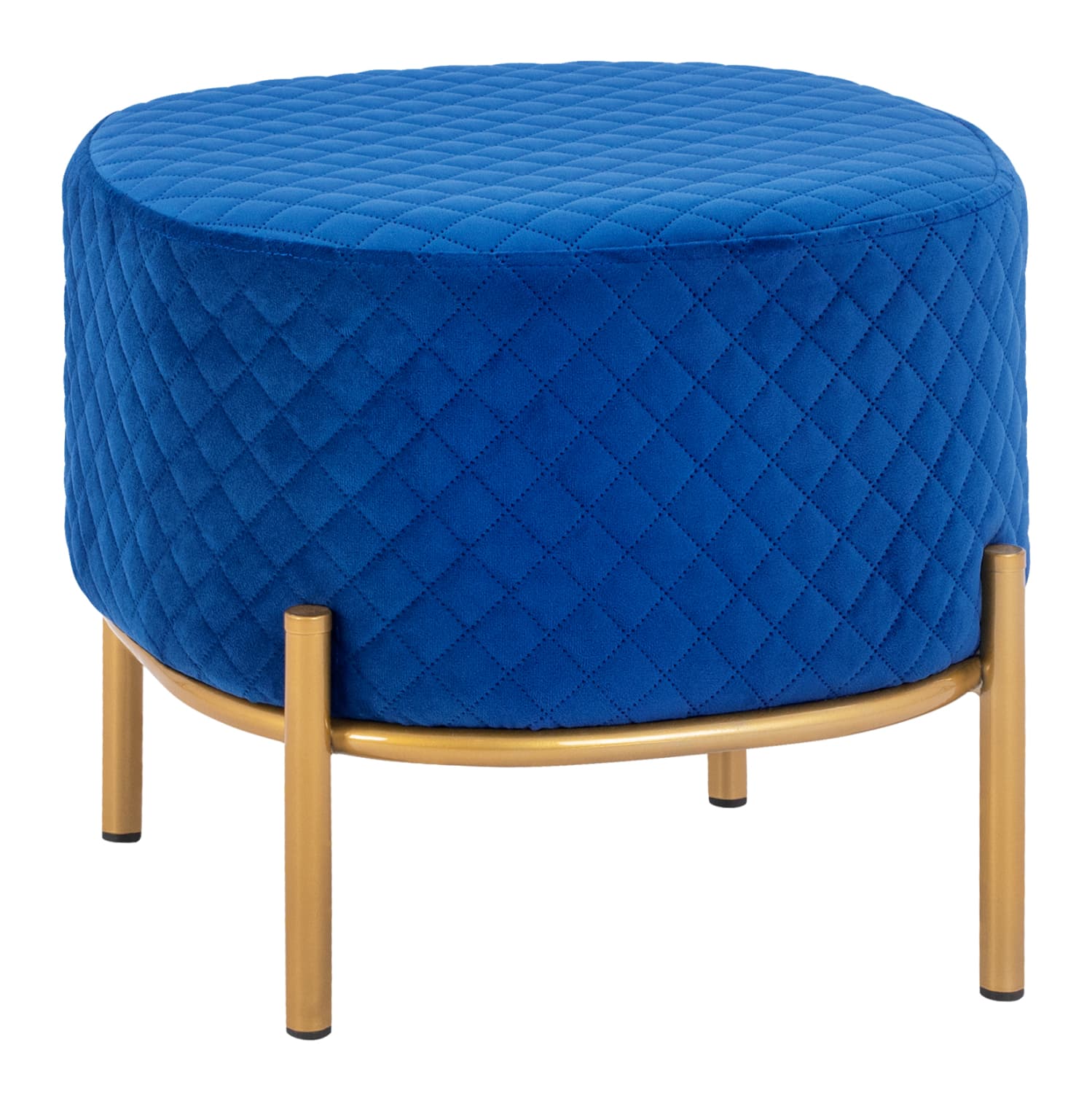 Stool Sinta blue Velvet with gold base 42x42x38cm