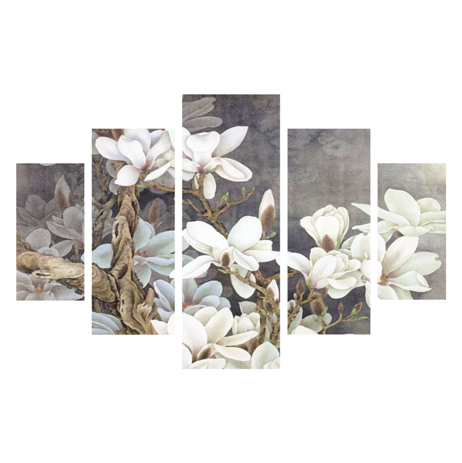 5 PCS MDF PAINTING MAGNOLIA KOBUS 82X56x0,3 cm.