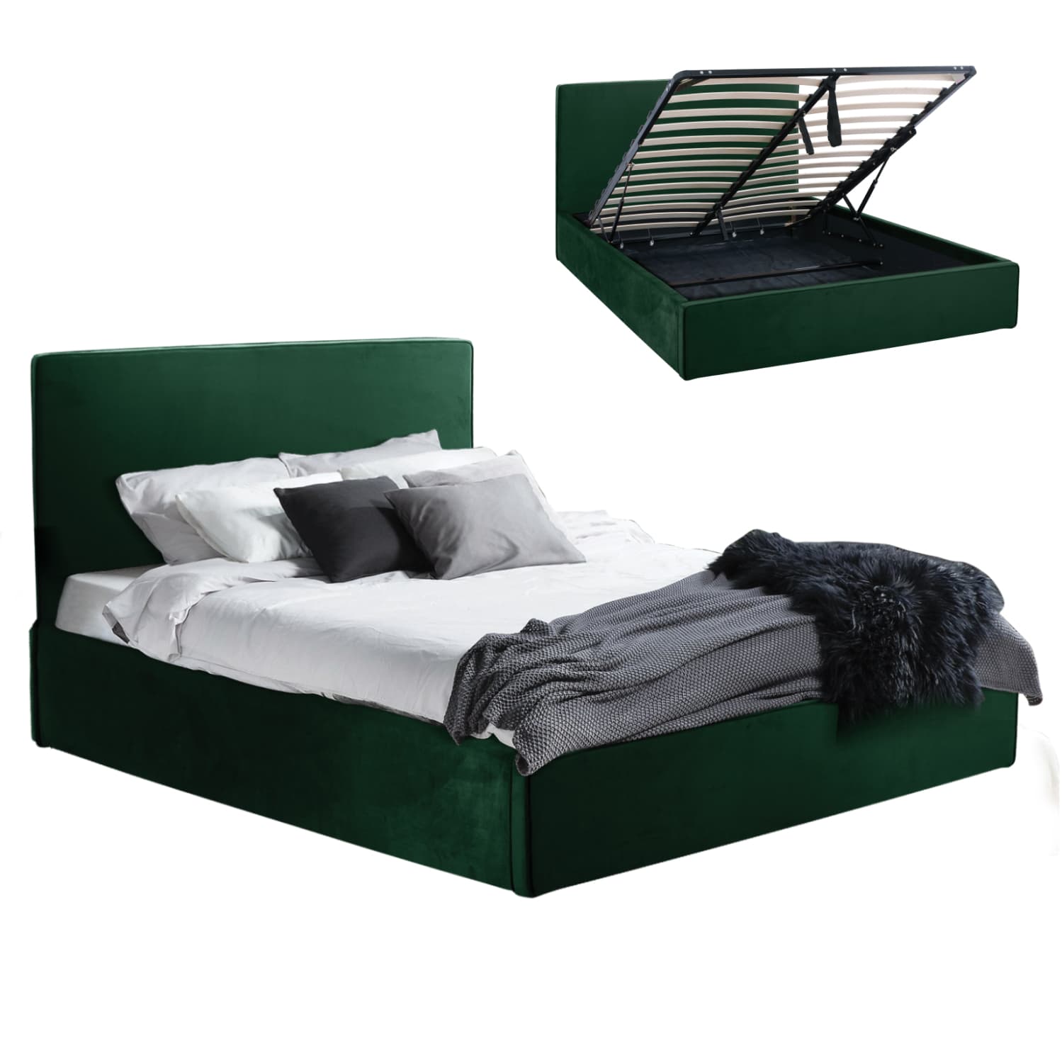 КРЕВЕТ ALLIE 160X200 СО ПРОСТОР ЗА СКЛАДИРАЊЕ ВО CYPRESS GREEN