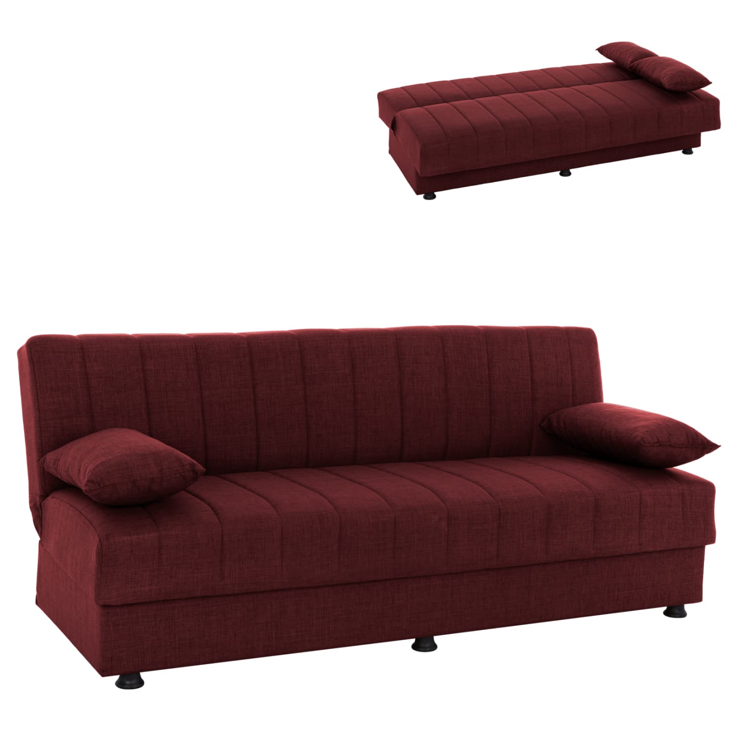 ANDRI, SOFA-BED, 3 SEATER, RED FABRIC--180x83x74Η
