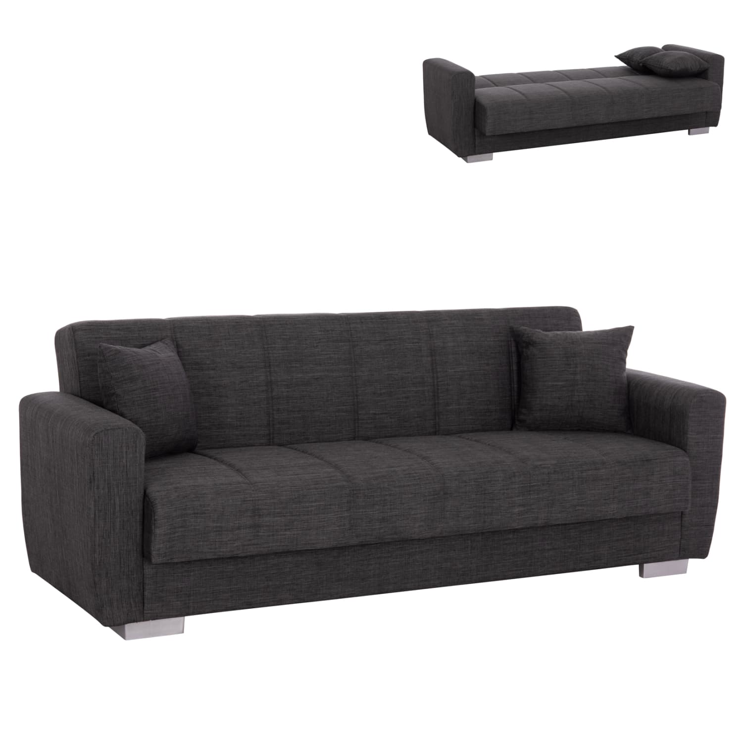 3-SEATER SOFA-BED, GREY, 215x85x76