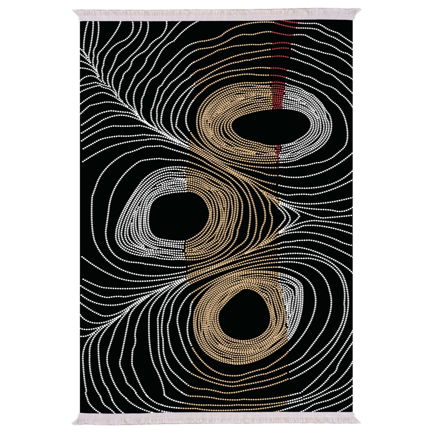 LIVING ROOM CARPET JOSIANE WITH FRINGES 180X280 BLACK-GOLD-GREY