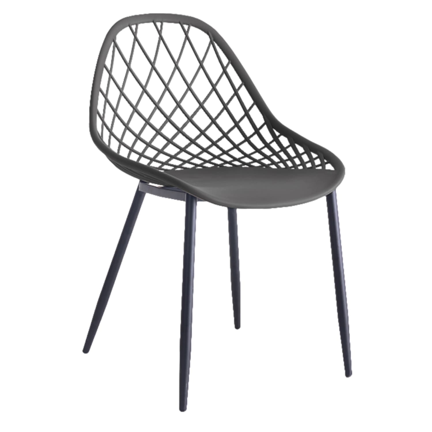 CHAIR POLYPROPYLENE IN GREY COLOR WITH BLACK METAL LEGS 52x53x82Hcm.