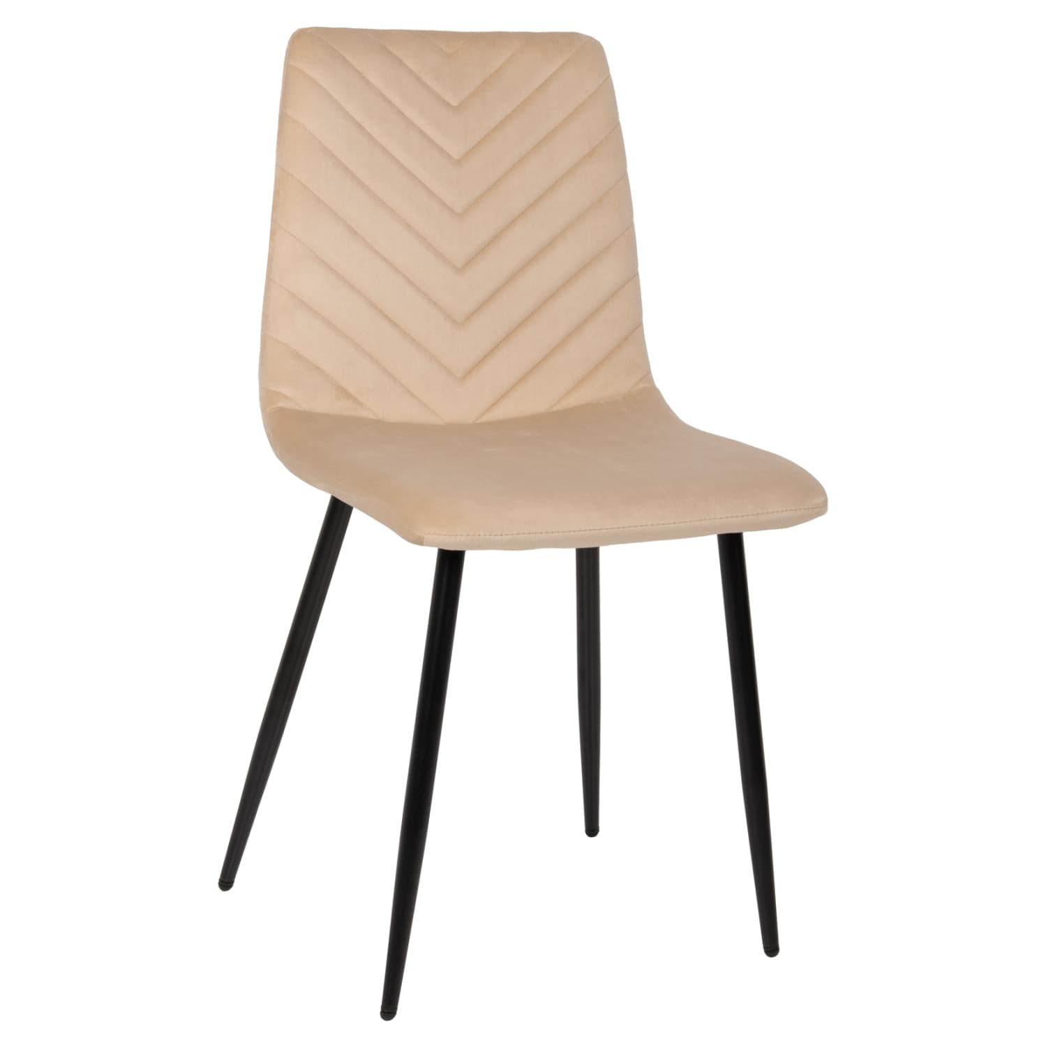 DINING CHAIR LATRELL ECRU VELVET & BLACK METAL LEGS 43x54x88Hcm.
