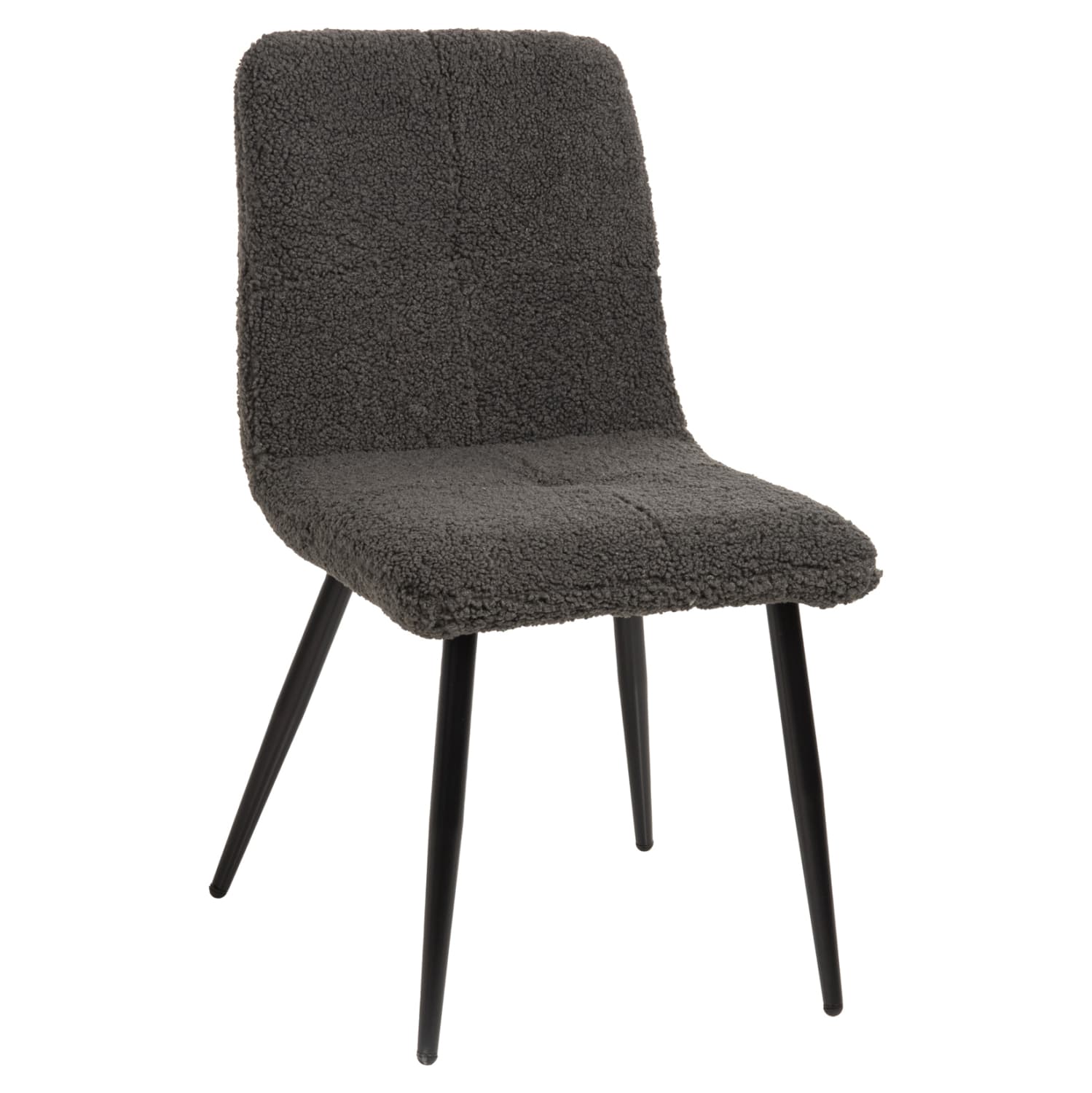 CHAIR SHELLY TEDDY FABRIC IN GREY-BLACK METAL LEGS 48x64x87Hcm.