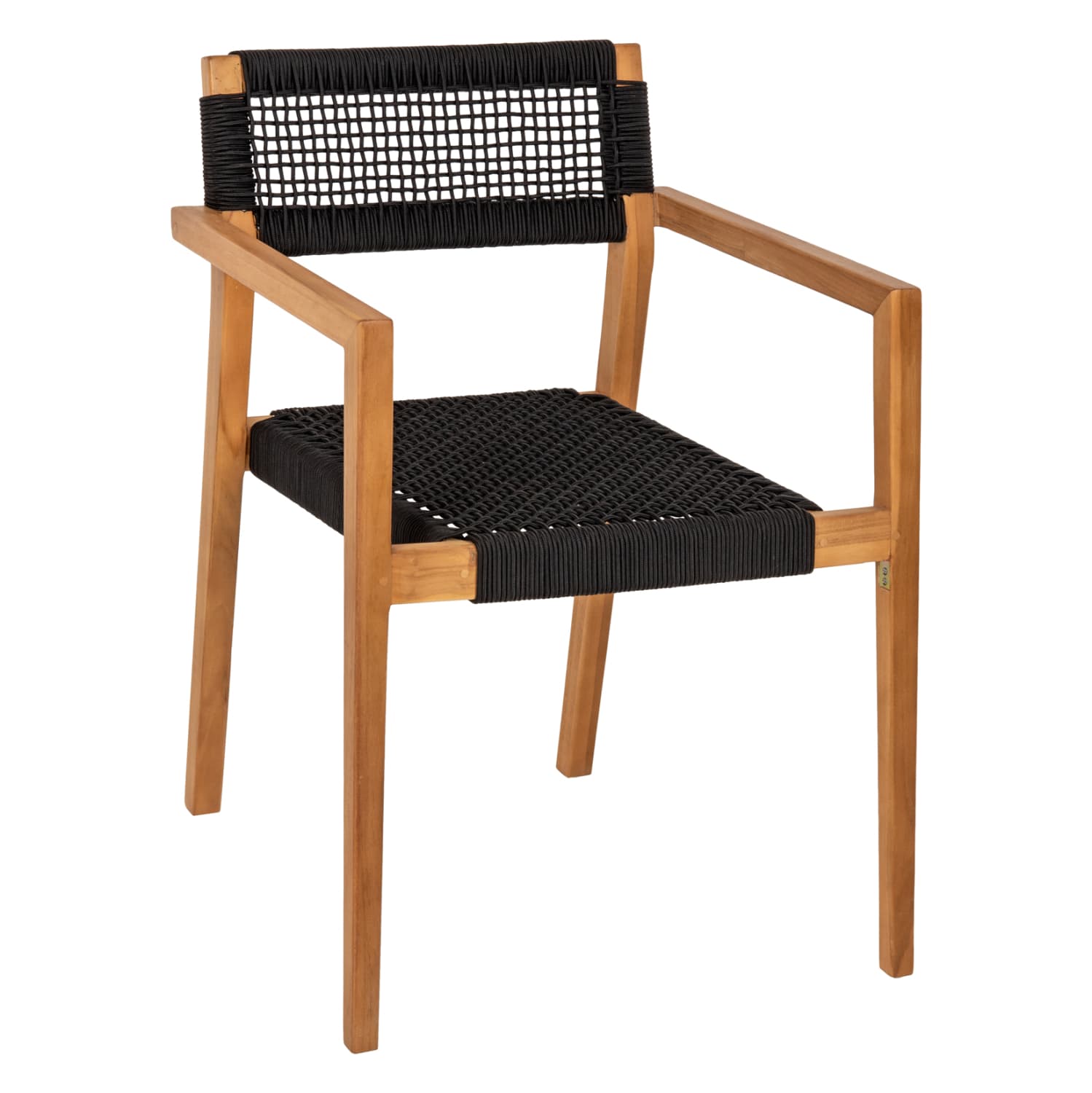 ARMCHAIR CHARLOTTE TEAK WOOD & BLACK ROPE--B'RATED 59x54x83Hcm.