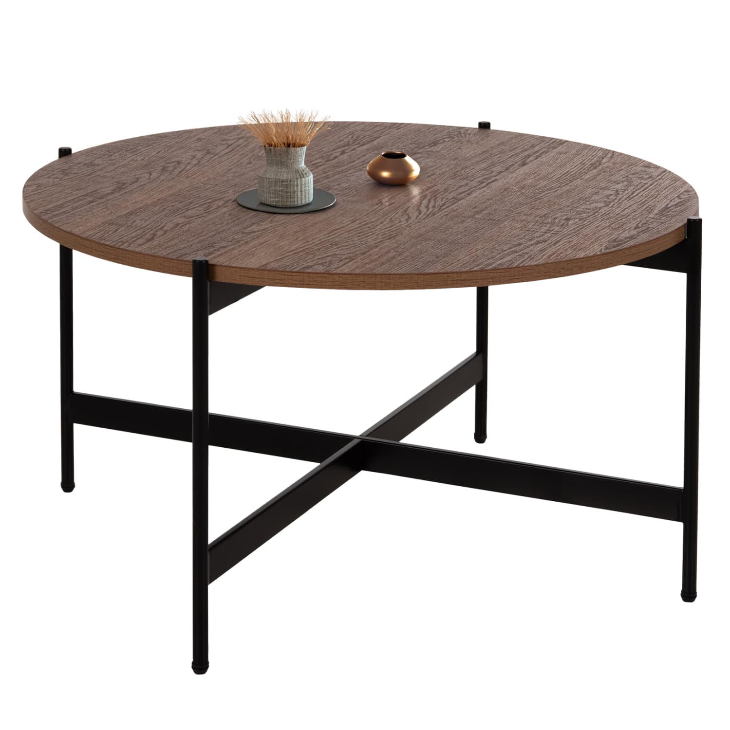 МАСА ЗА КАФЕ МЕДИЈАПАН СО ПОВРШИНА ОРЕВ-ЦРНА МЕТАЛНА ОСНОВА Φ80x45Hcm.