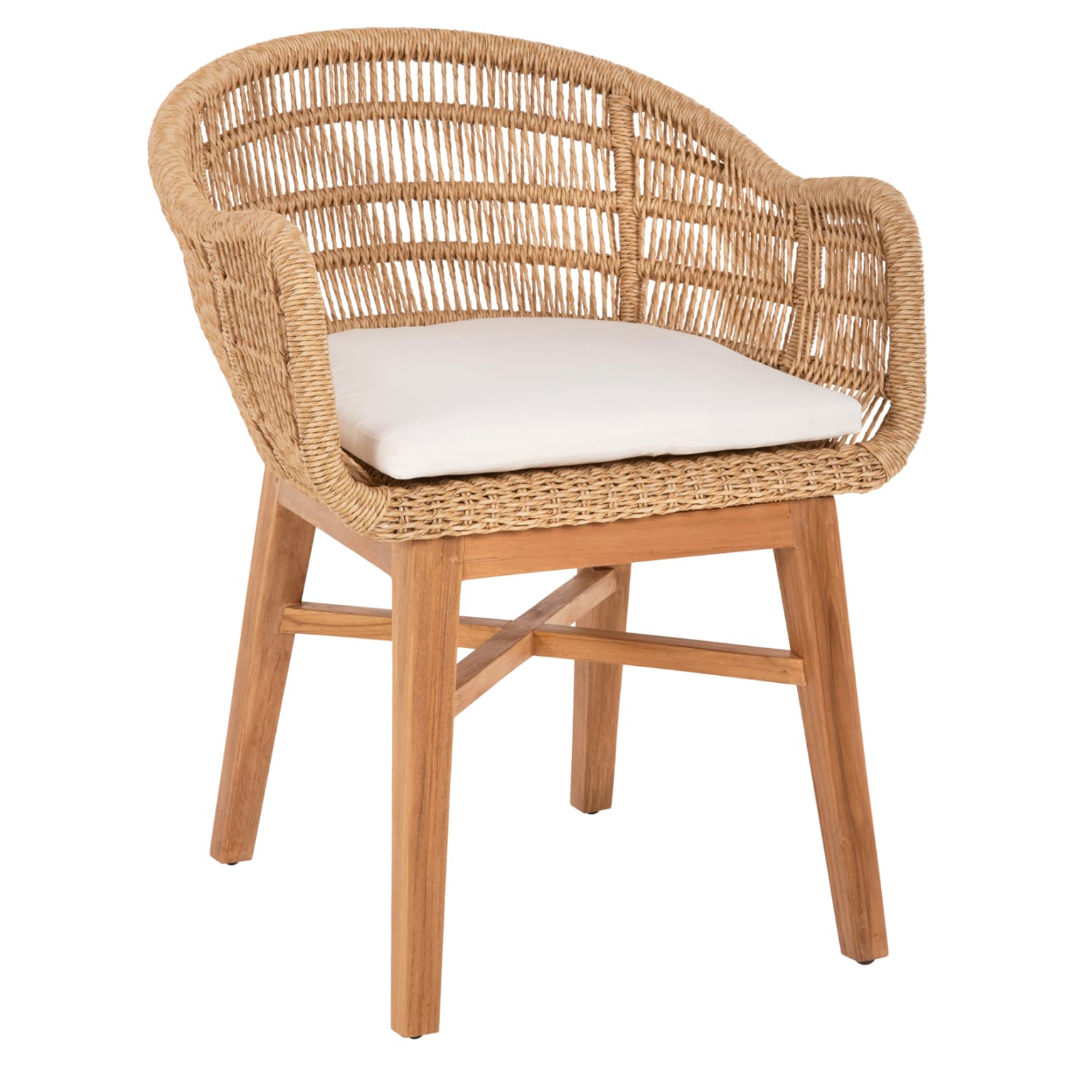 ARMCHAIR LAMORA TEAK WOOD-SYNTHETIC ROPE-CUSHION 58.5x58.5x76Hcm.
