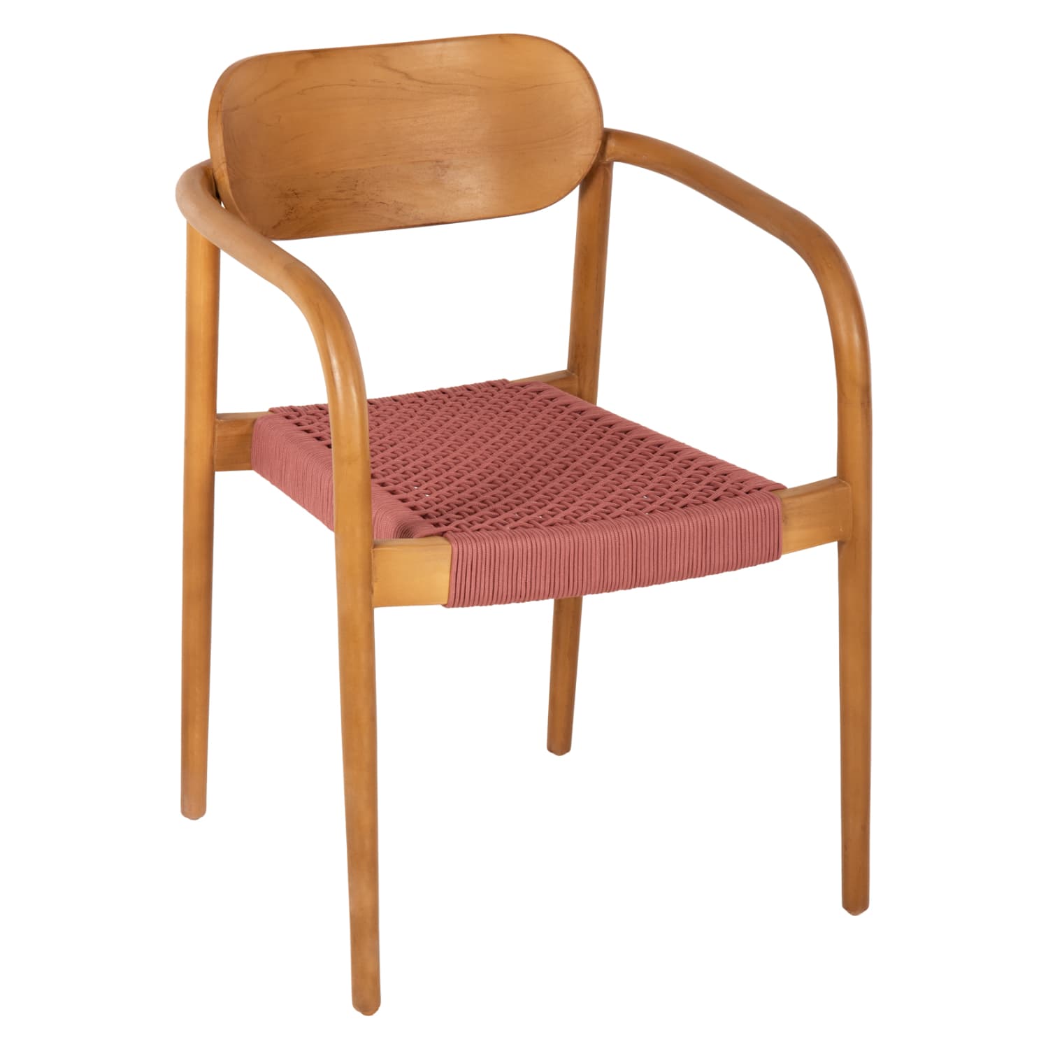 ARMCHAIR OSLO TEAK WOOD IN NATURAL & ROPE--B'RATED 55x54x80Hcm.