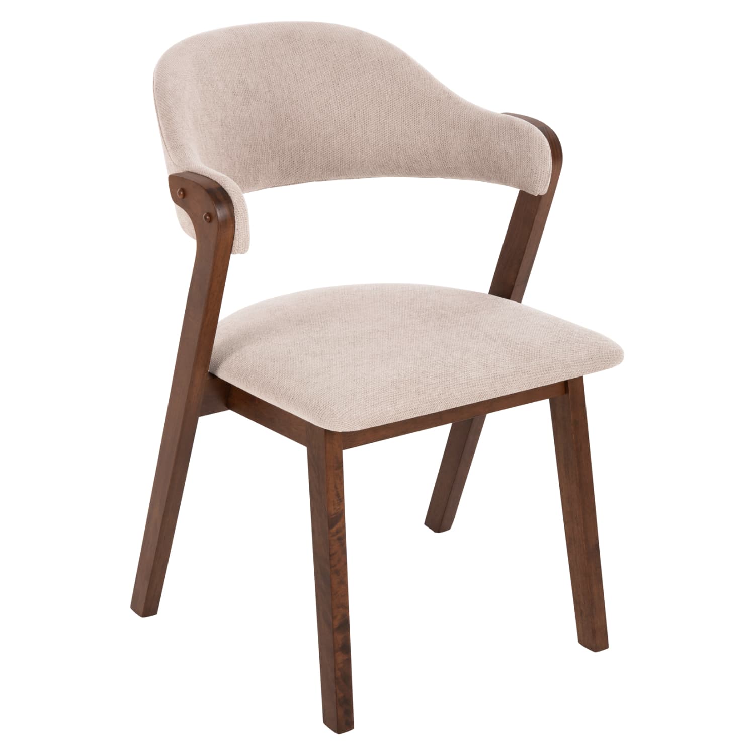 DINING CHAIR RIDER RUBBERWOOD IN WALNUT COLOR-ECRU FABRIC 59x59x83Hcm.