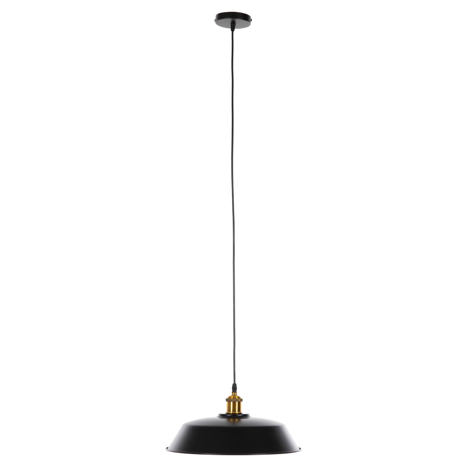 CEILING PENDANT LAMP BLACK METAL GOLDEN DETAIL ON TOP Φ35,5x116Hcm.