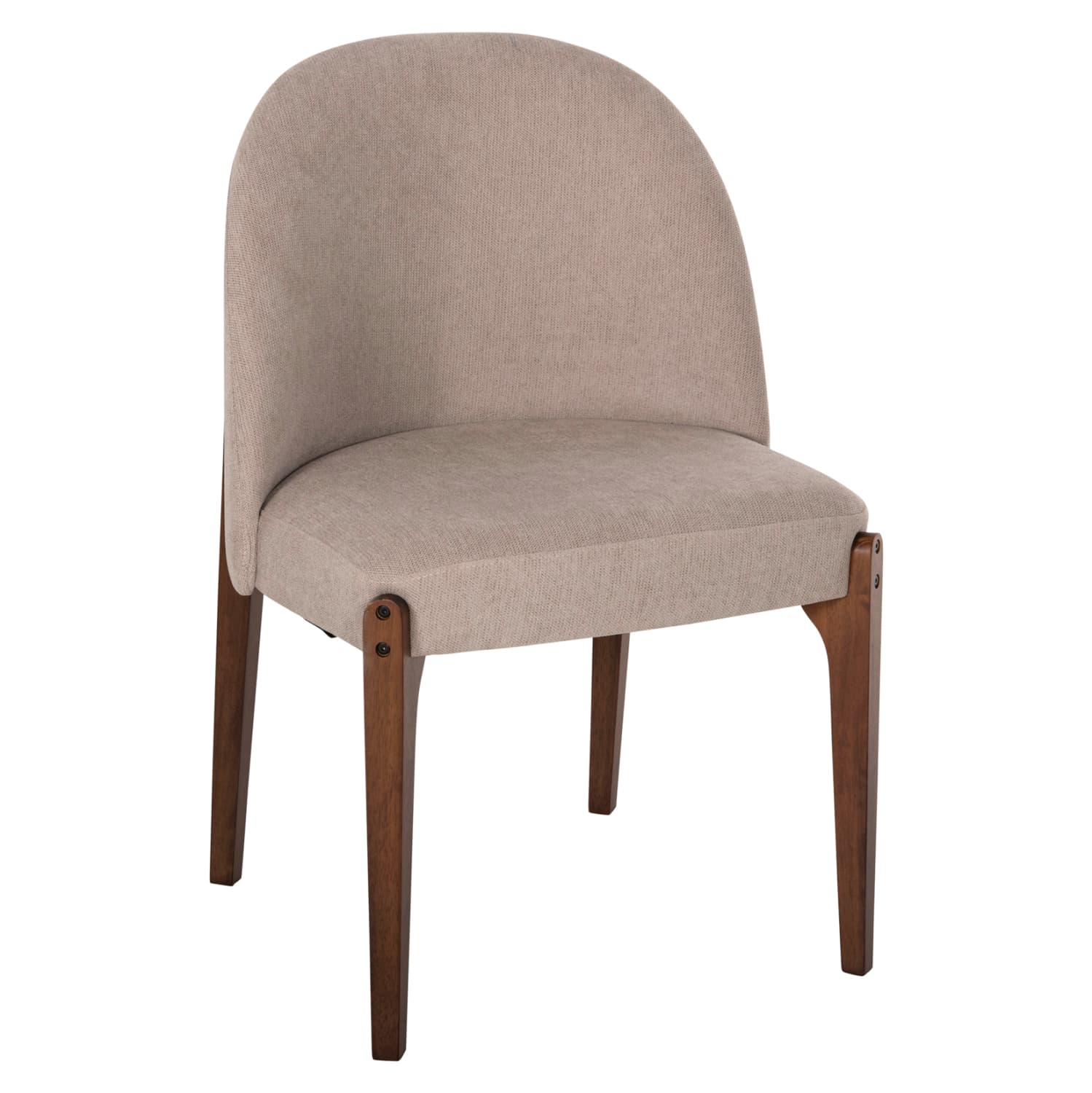 DINING CHAIR RAMMER RUBBERWOOD IN WALNUT-ECRU FABRIC 57x55x86Hcm.