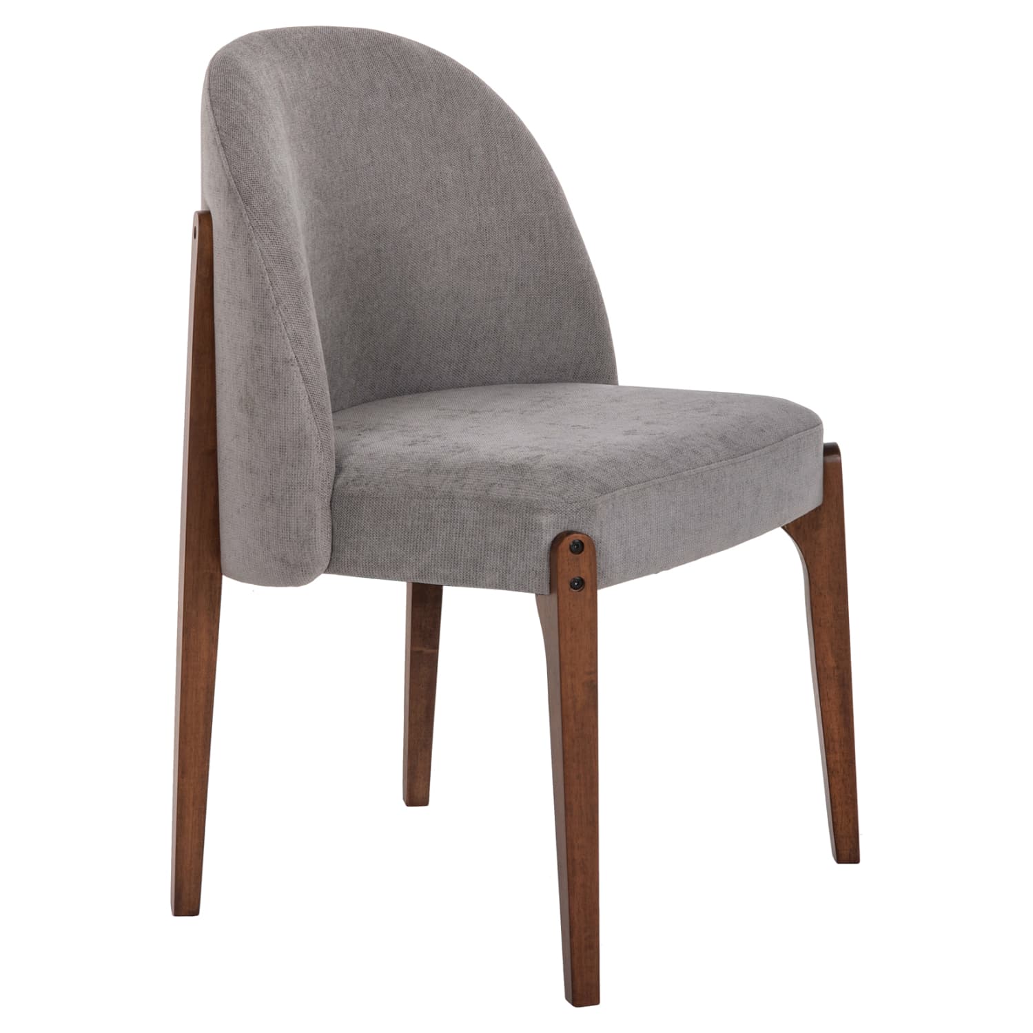DINING CHAIR RAMMER RUBBERWOOD IN WALNUT-GREY FABRIC 57x55x86Hcm.