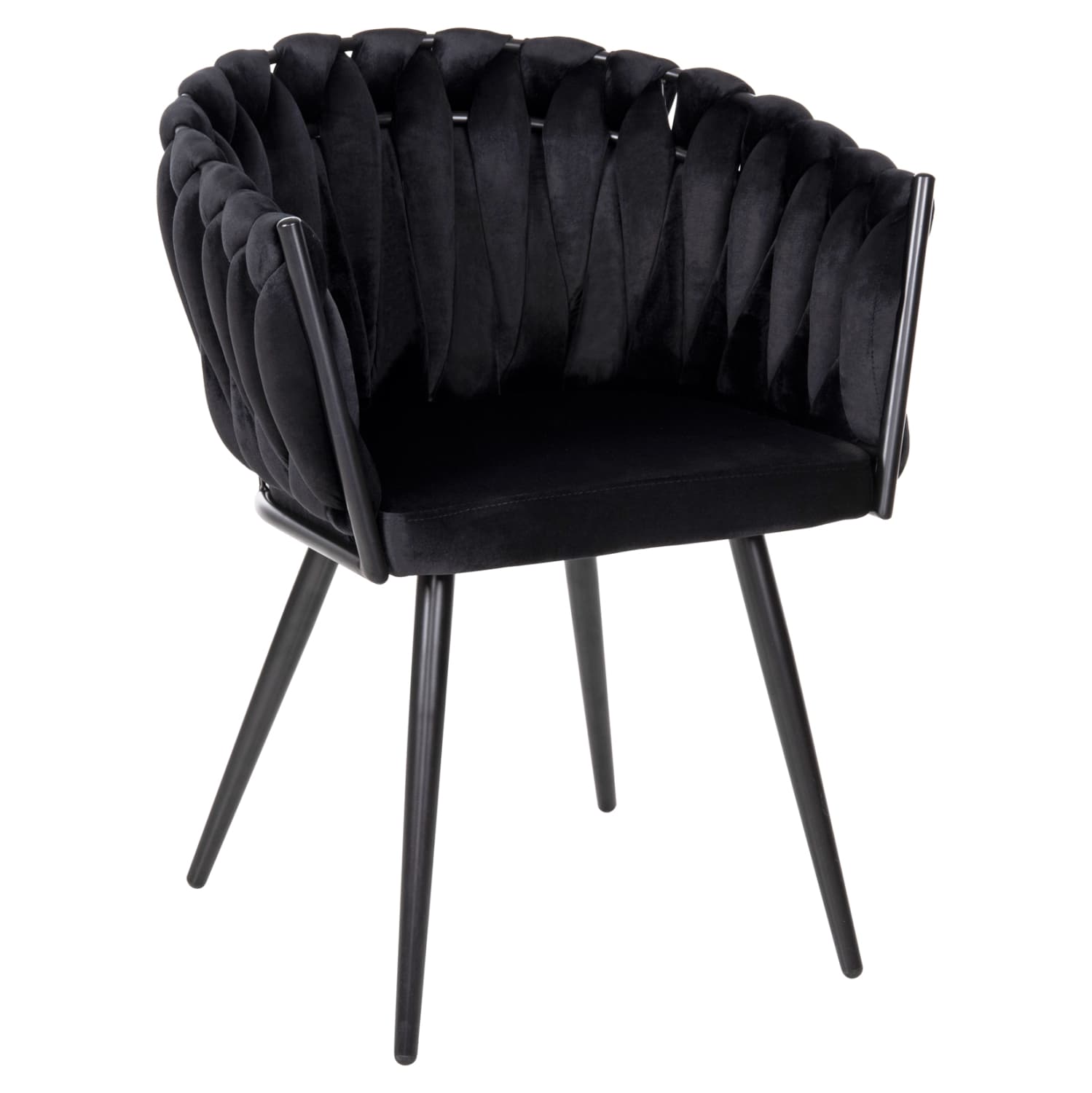 CHAIR LUANDA BLACK VELVET-BLACK METALLIC LEGS 62x54x79Hcm.
