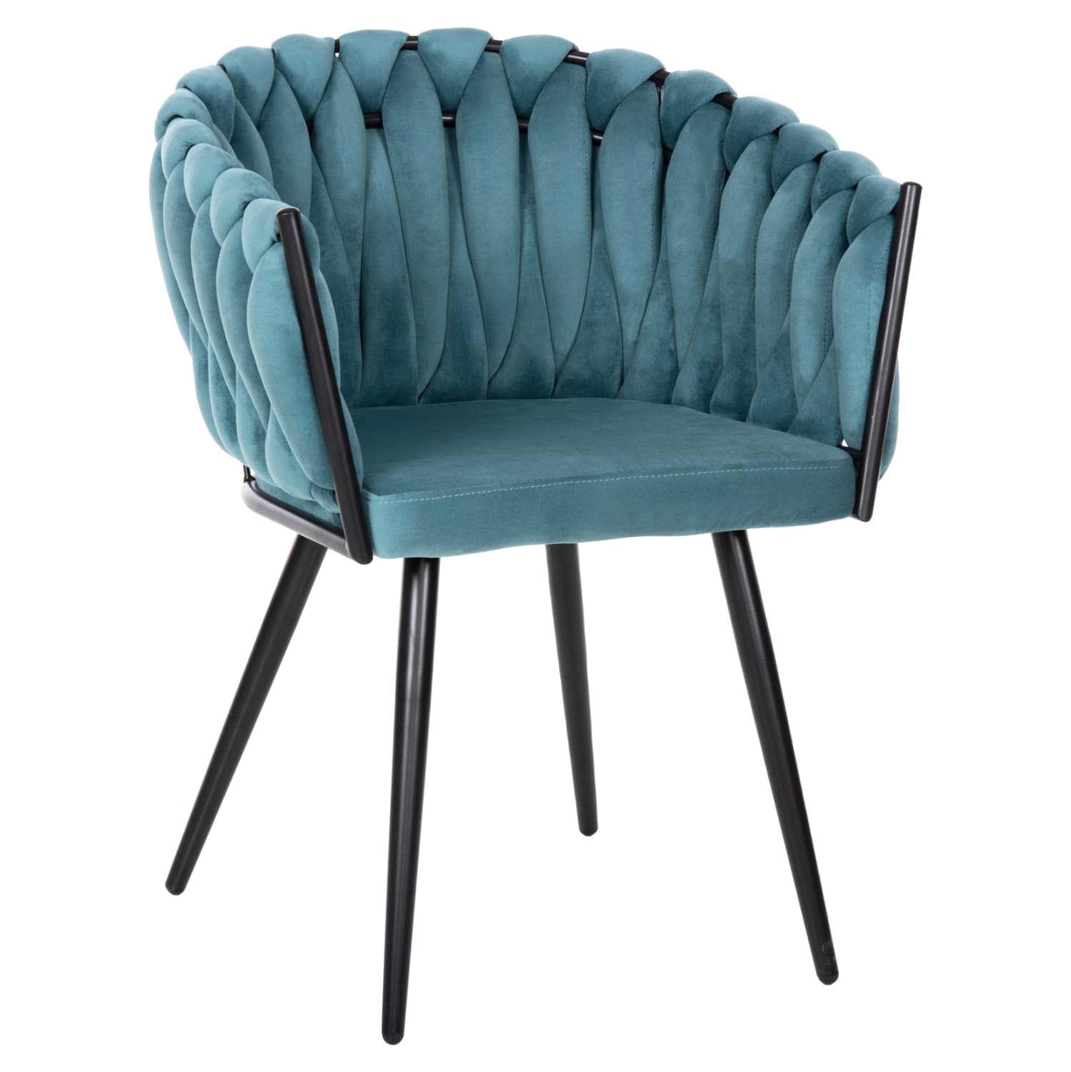CHAIR LUANDA TURQUOISE VELVET-BLACK METALLIC LEGS 62x54x79Hcm.