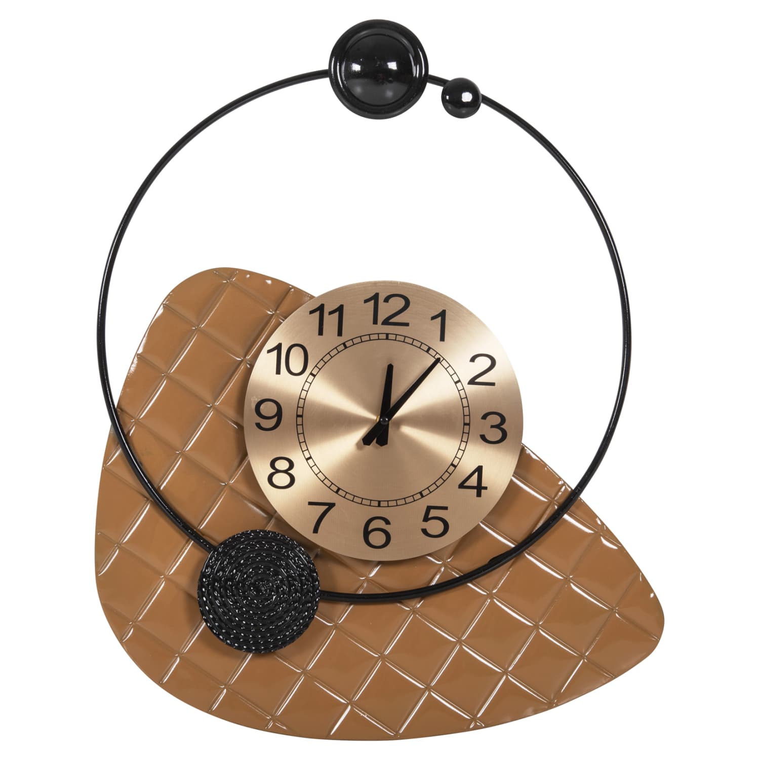 WALL CLOCK METAL IN GOLD WITH BLACK POINTERS 50x63cm.