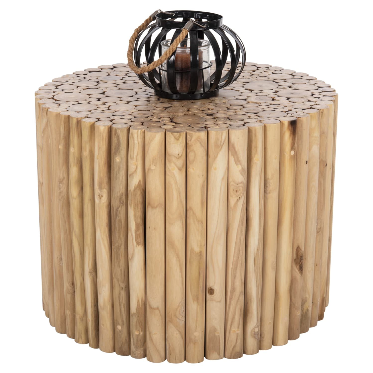 МАСА ЗА КАФЕ ТРКАЛЕЗНА COOTER ОД ГРАНКИ ОД ТИКОВИНА- ПРИРОДНА Φ60,5x46Hcm.