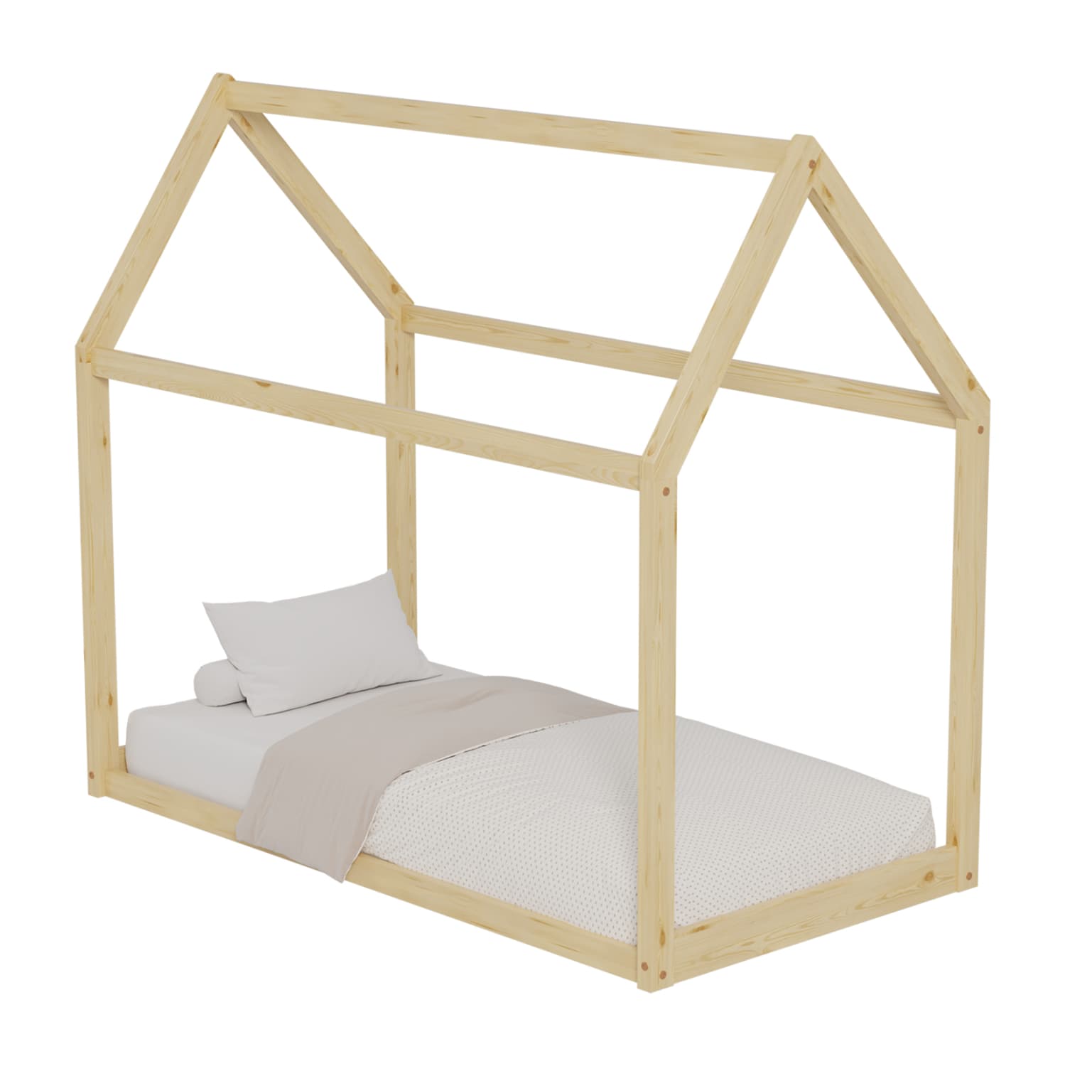 BED FOR KIDS PEPE t.MONTESSORI SOLID PINE WOOD IN NATURAL- 140x70cm.