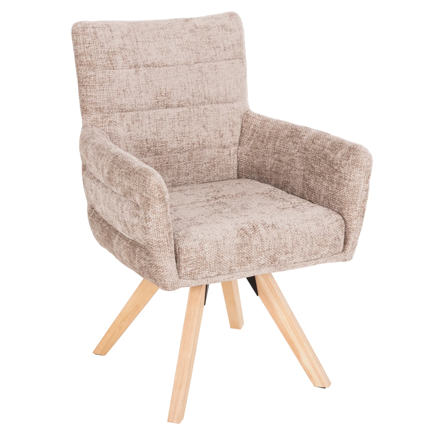DINING ARMCHAIR GAZER BEIGE FABRIC-RUBBERWOOD LEGS 66x63x91Hcm.