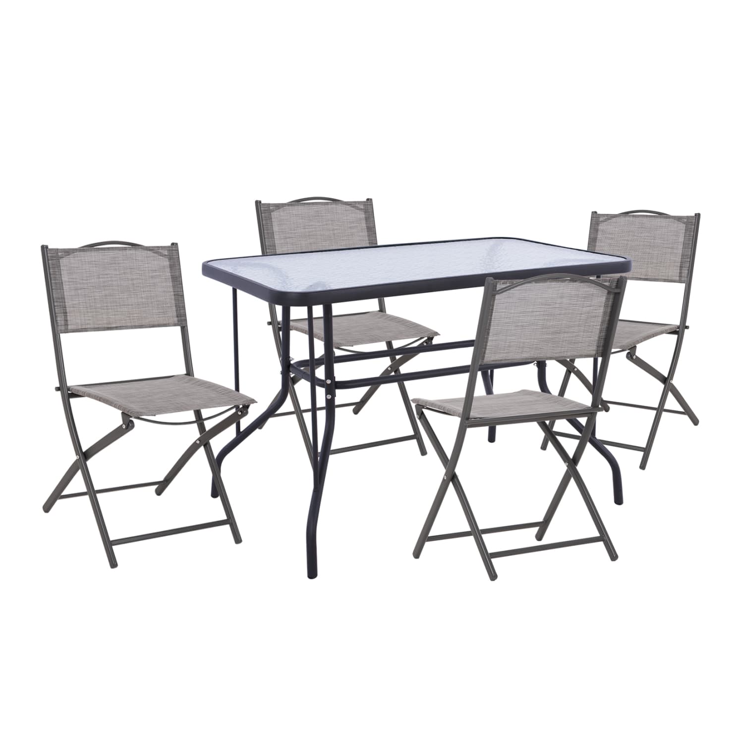 OUTDOOR DINING SET 5PCS MAG METAL TABLE ΑΔΑΜ & 4 FOLDABLE CHAIRS-DARK GREY