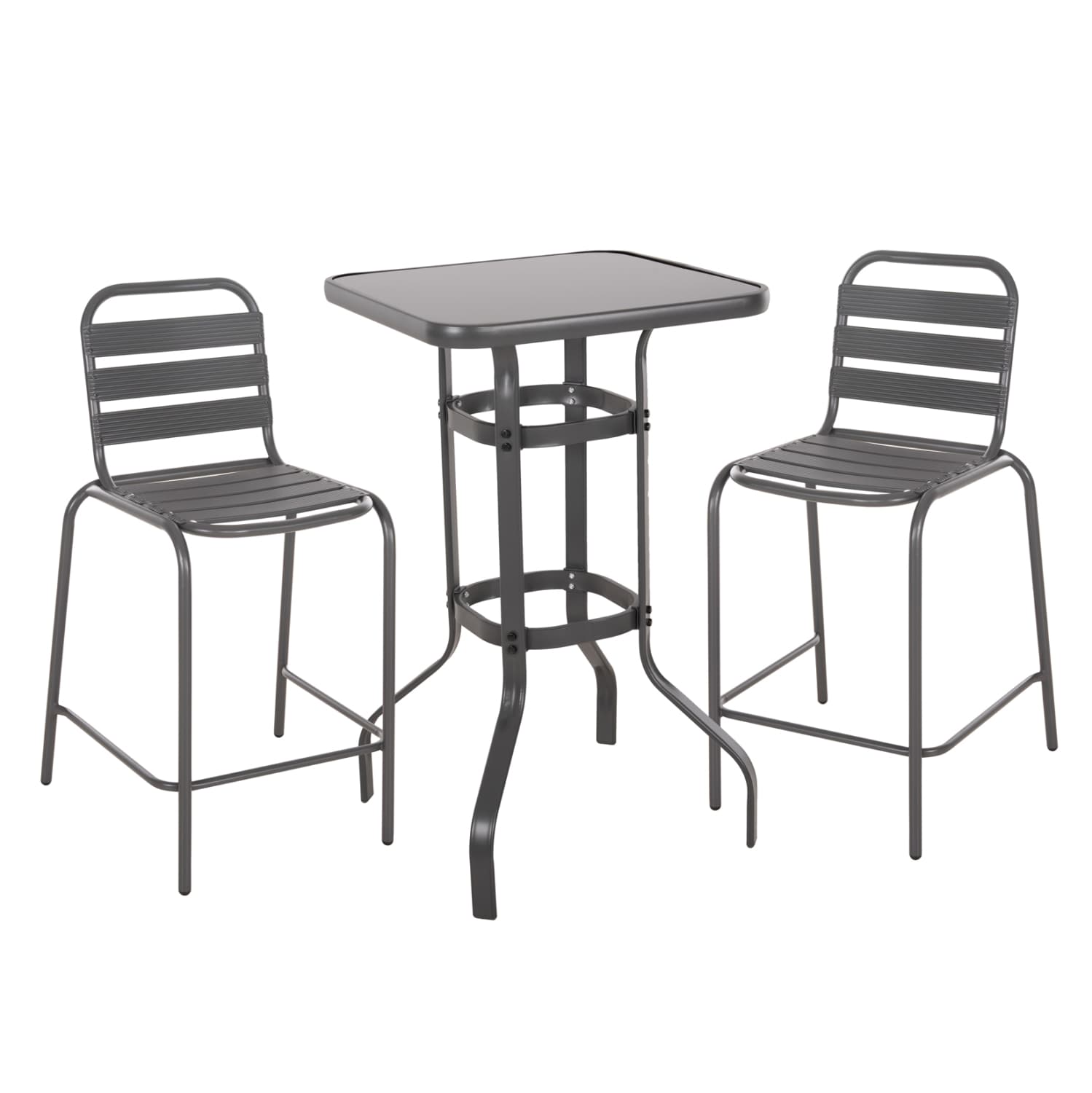 OUTDOOR LOUNGE SET 3PCS LAURA GREY METAL & ALUMINUM
