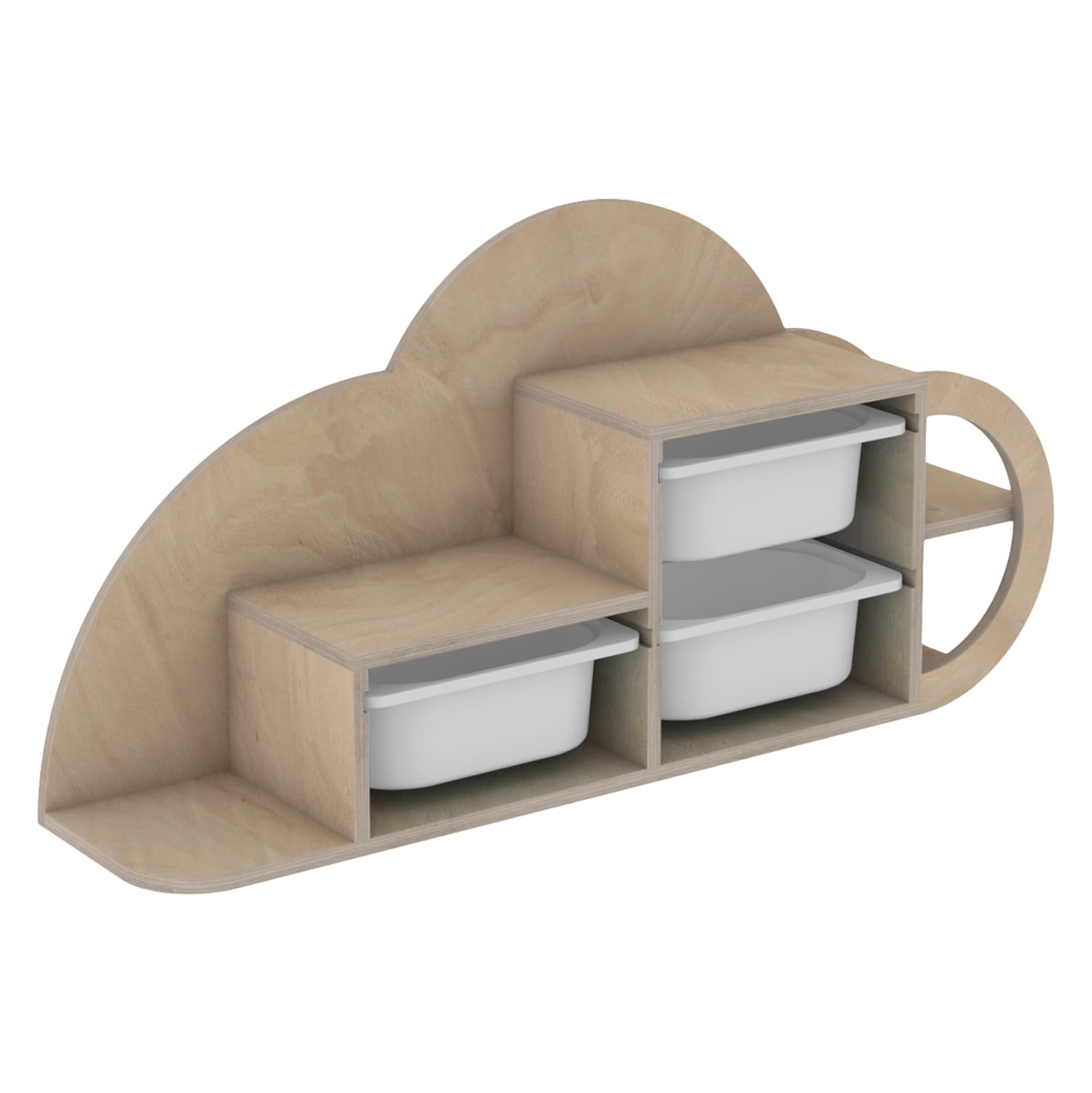 WALL SHELF COBB BIRCH WOOD IN NATURAL-WHITE P.E. DRAWERS 98x22,5x48,5Hcm.