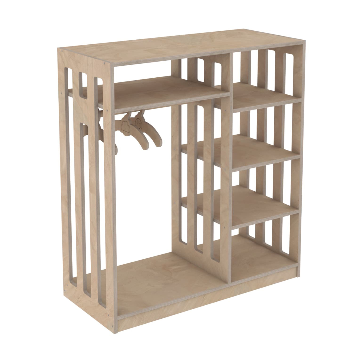 CHILDREN'S HANGER SANI BIRCH WOOD IN NATURAL COLOR 90x40x100Hcm.