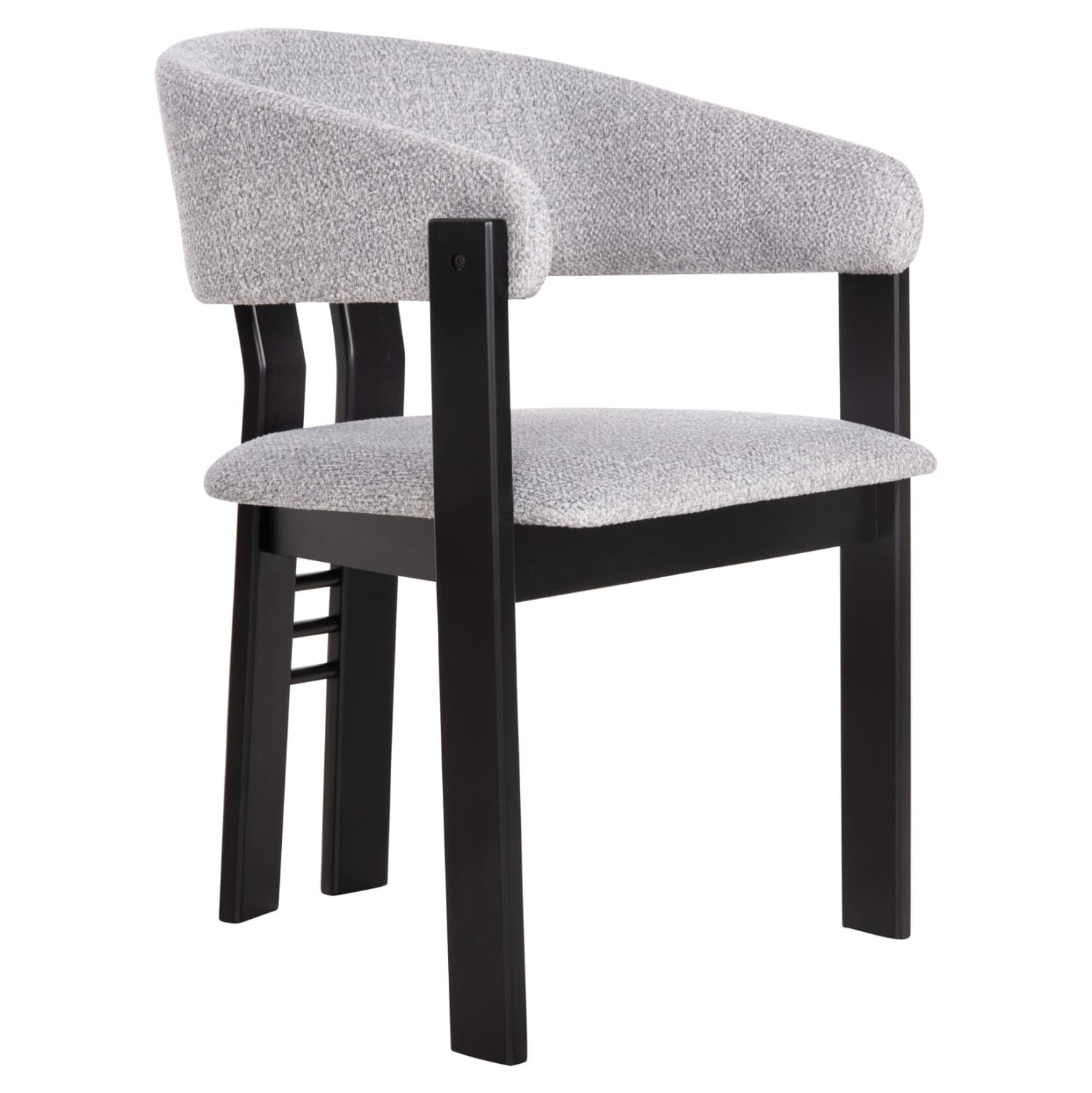 DINING CHAIR ZARRA RUBBERWOOD IN BLACK-LIGHT GREY FABRIC 55,5x59x81,5Hcm.