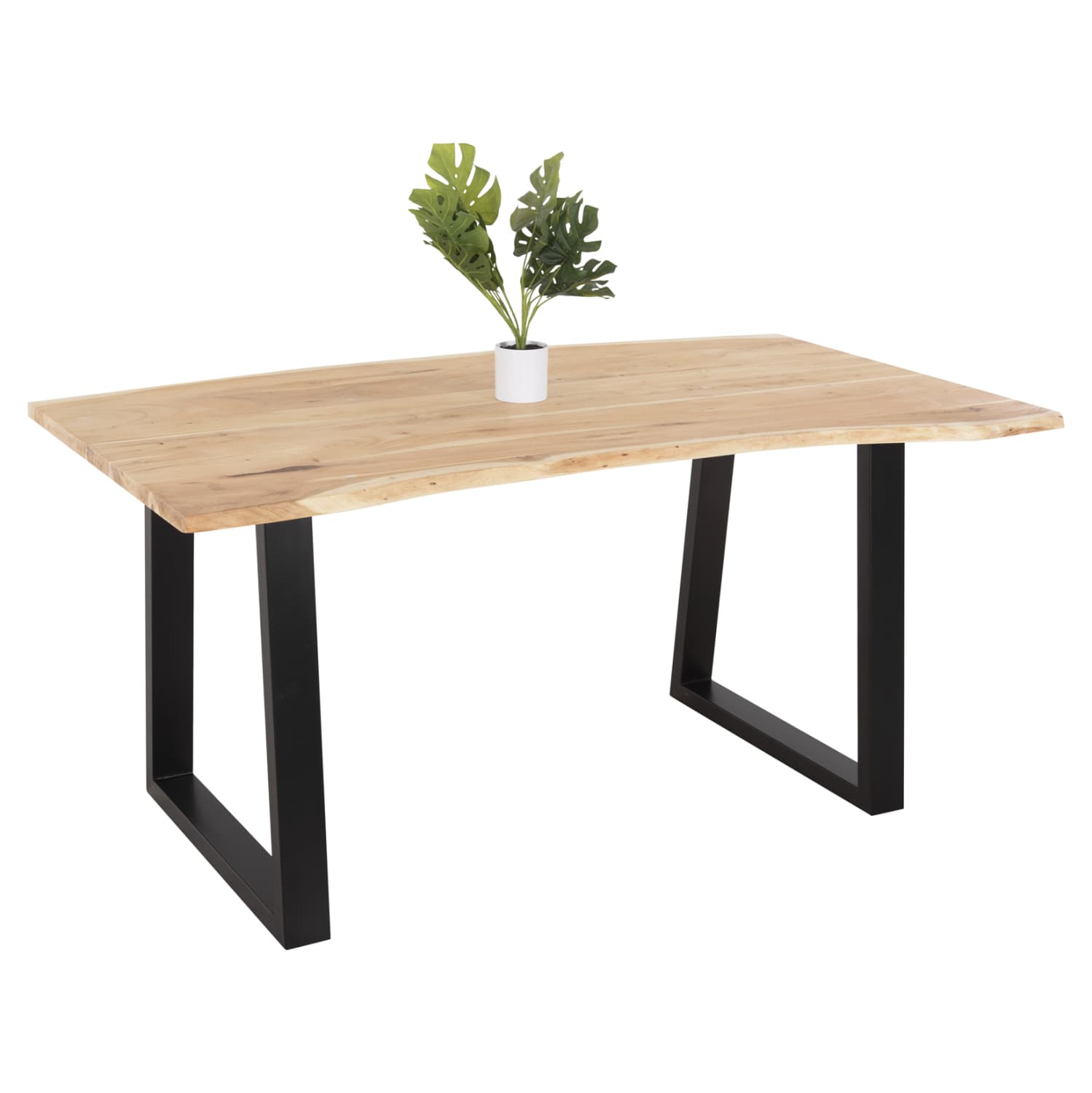 ТРПЕЗАРИСКА МАСА SOFIA SLIM МАСИВНО АКАЦИЈА ДРВО СО ЦРНИ МЕТАЛНИ НОЗЕ 160X92X78Hcm