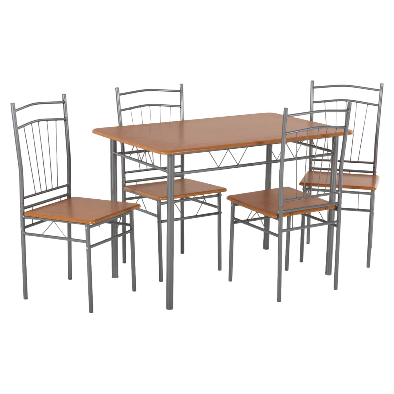 DINING SET 5PCS PEARY SILVER METAL-MDF IN SONAMA COLOR 110x60x74Hcm.