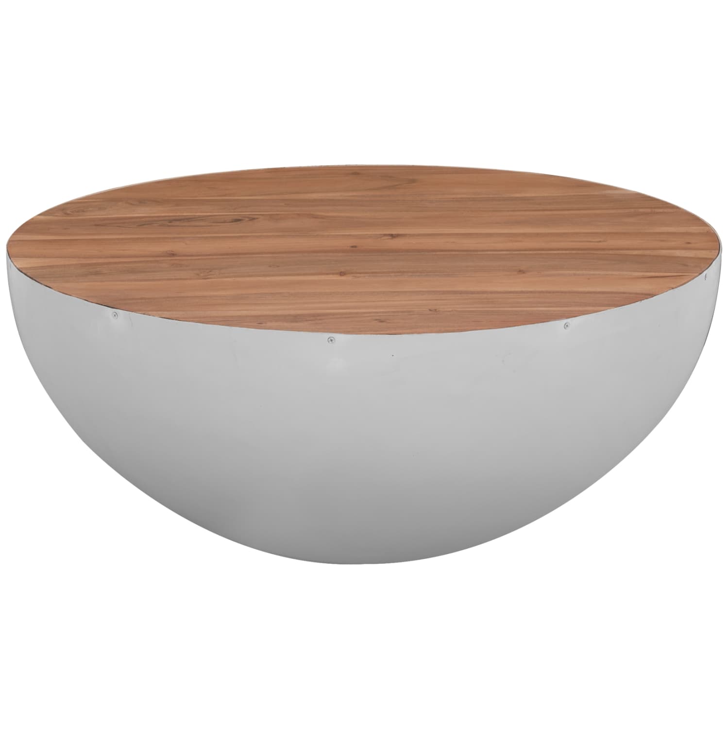 ТРКАЛЕЗНА МАСА ЗА КАФЕ BOWL БЕЛА СО ПОВРШИНА ОД ДРВО ОД АКАЦИЈА Φ91x38,5Hcm. КЛАСА Б