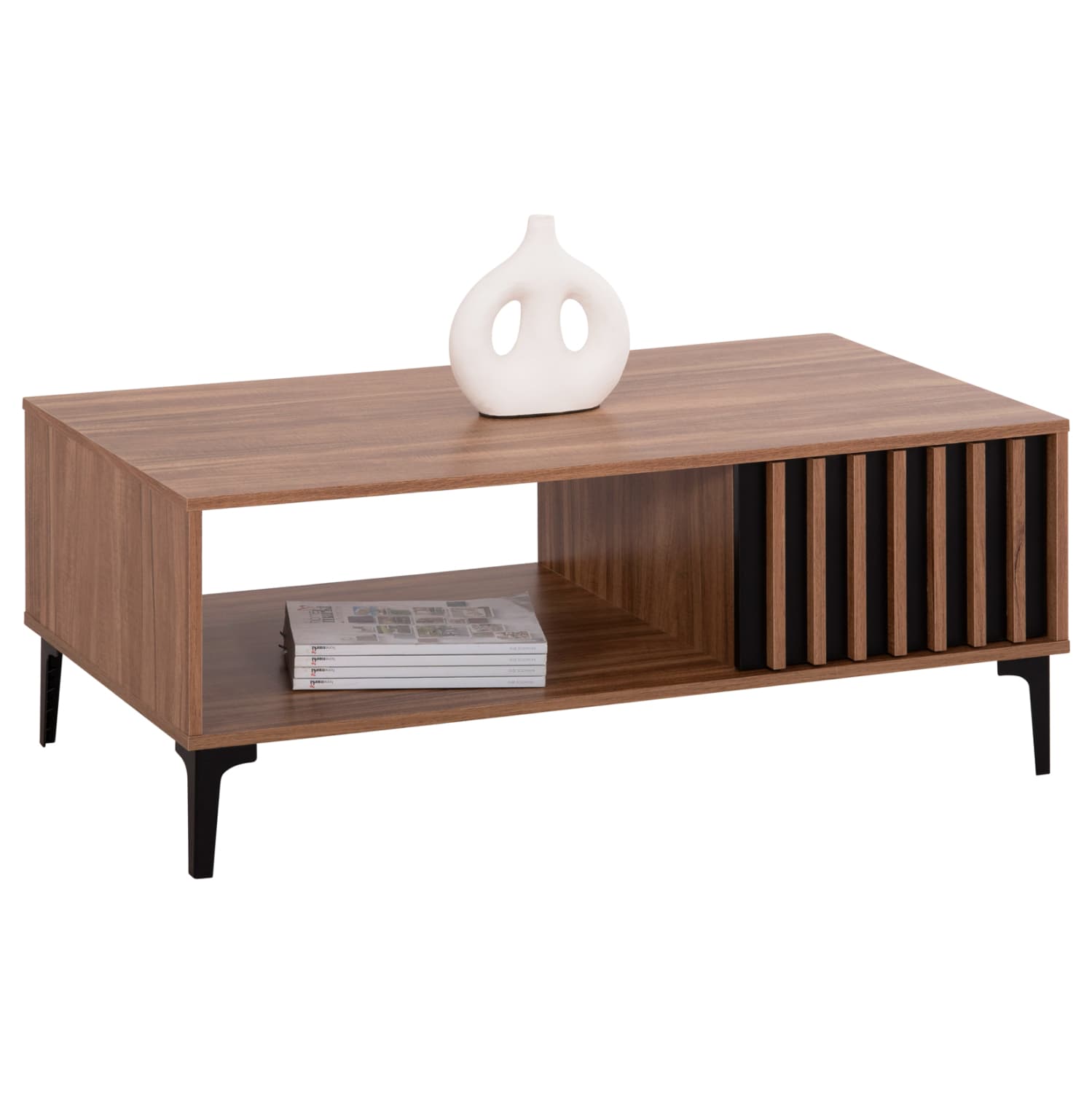 МАСА ЗА КАФЕ СЕРИЈА HARRY МЕЛАМИН ВО БОЈА НА ПРИРОДНО ДРВО И ЦРНА 110x60x43,5Hcm.