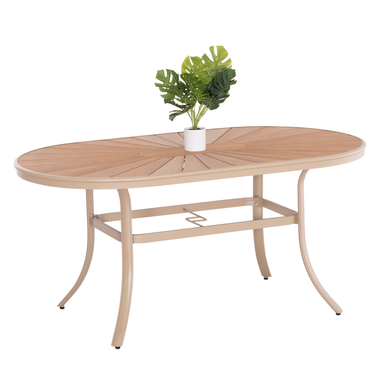 OUTDOOR DINING TABLE TELAMO ALUMINUM IN CHAMPAGNE & POLYWOOD TABLETOP 160X90Χ73.5Hcm.
