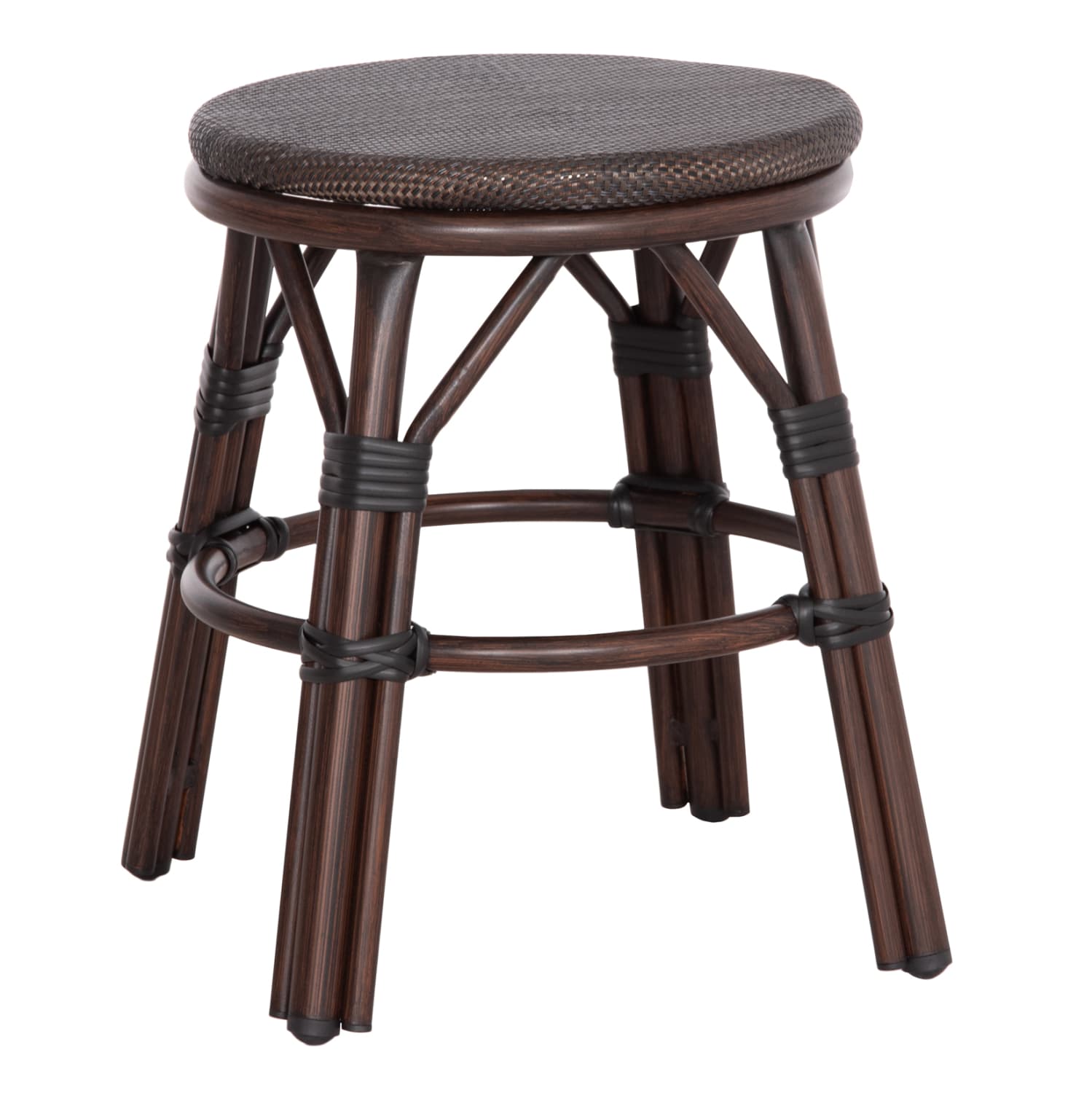 ALUMINUM ROUND STOOL CHINO BAMBOO LOOK BROWN-TEXTILENE BROWN Φ36x46Hcm.
