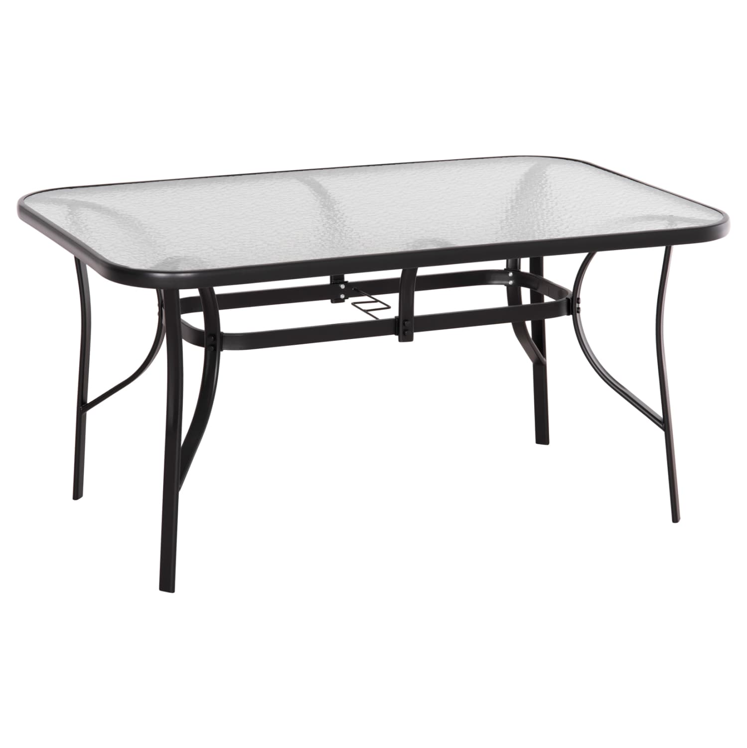 DINING TABLE BRUNO METAL IN BLACK COLOR-TEMPERED GLASS 150Χ90Χ72Hcm.