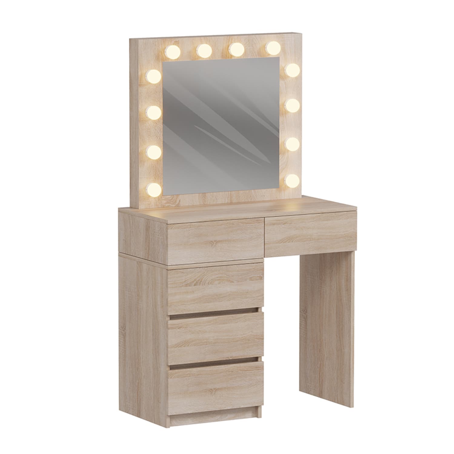 ТОАЛЕТНА МАСА СО LED СВЕТЛА И ФИОКИ BEYON МЕЛАМИН ВО СОНАМА БОЈА 112.5x40.5x140Hcm.