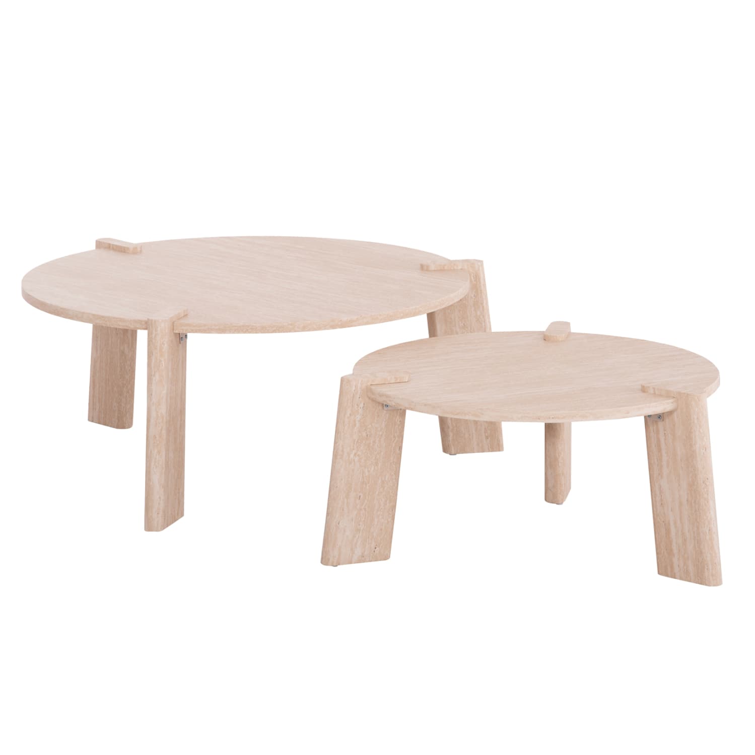 SET 2PCS COFFEE TABLES EQUIL MDF WITH MELAMINE COVER-NATURAL WOOD COLOR 66x66cm 87x87cm