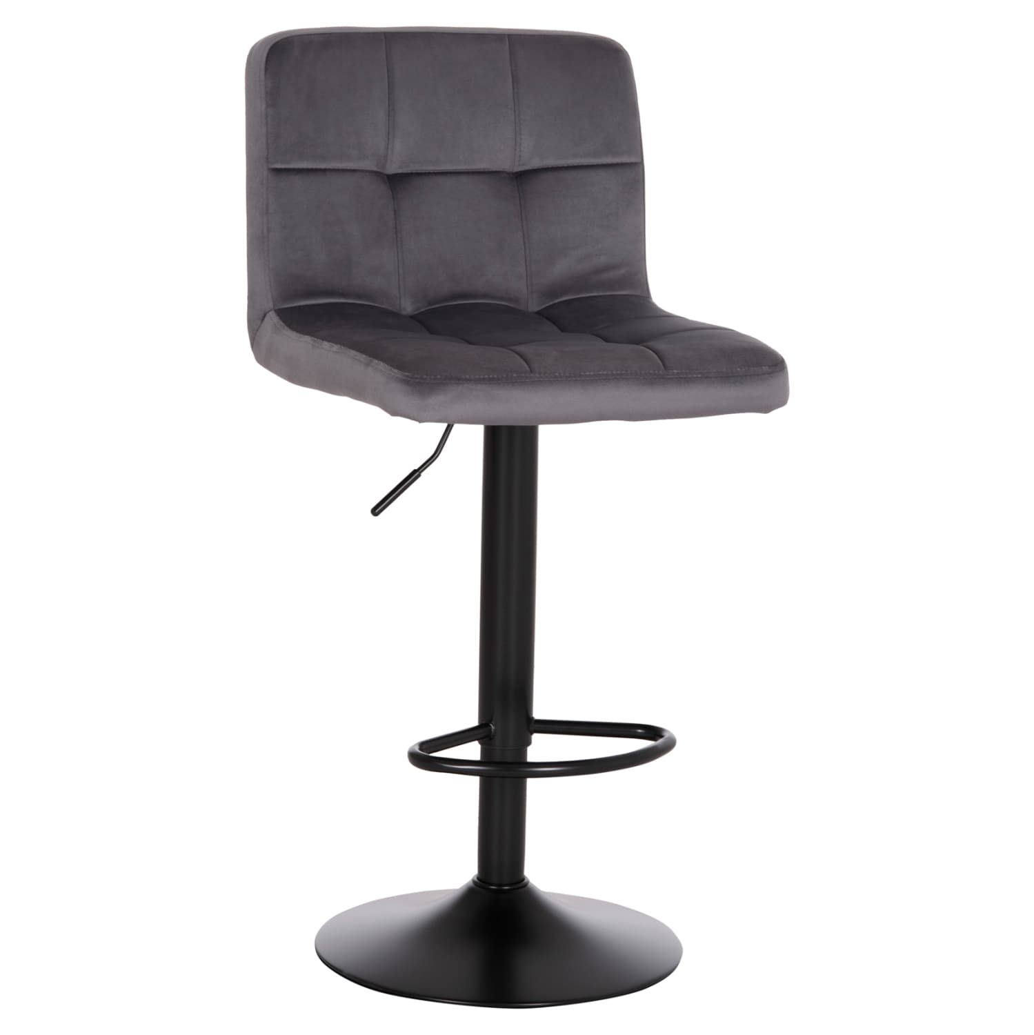 BAR STOOL SWIVELING DIANA GREY VELVET--BLACK MATTE METAL 44x52x109Hcm.