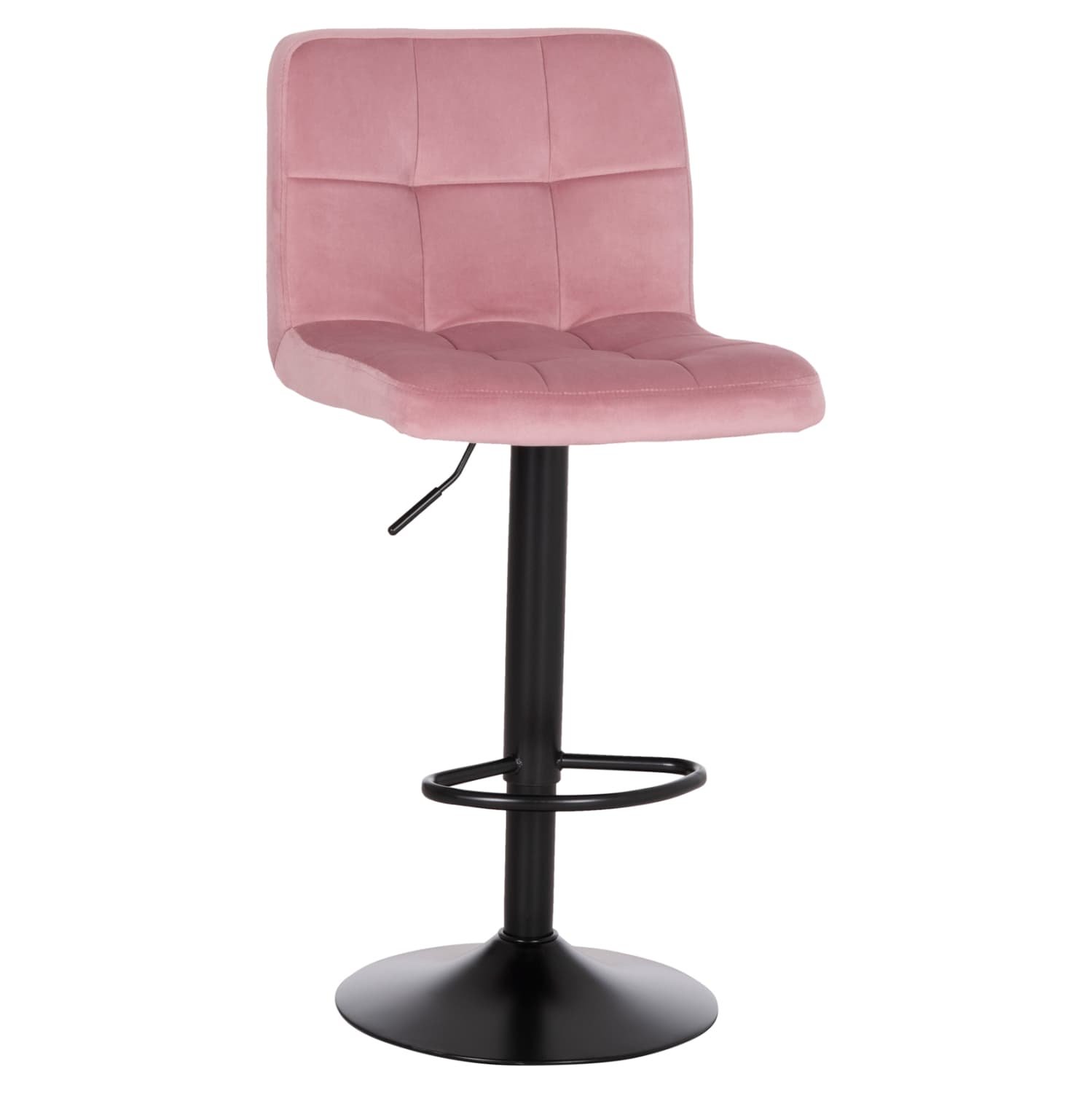 BAR STOOL SWIVELING DIANA DUSTY PINK VELVET--BLACK MATTE METAL 44x52x109Hcm.
