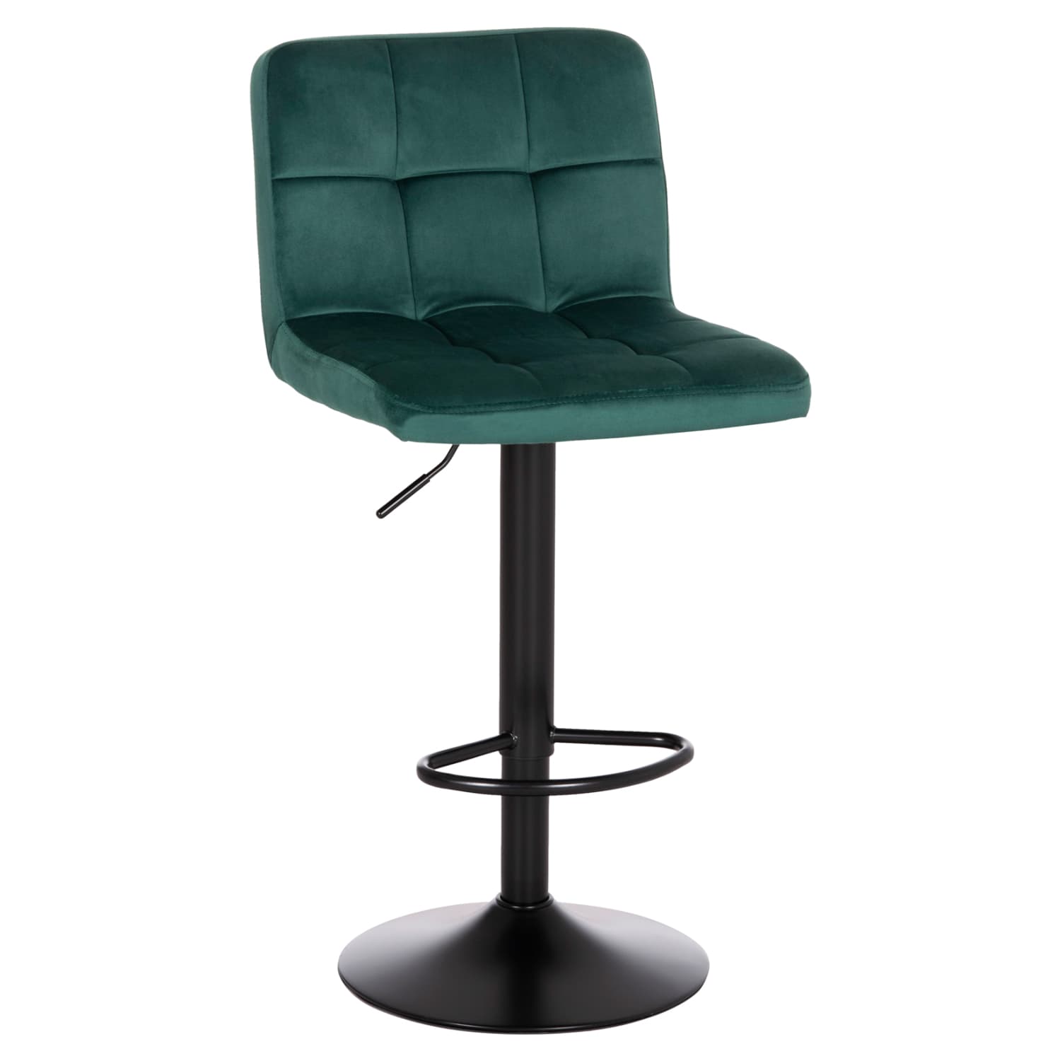 BAR STOOL SWIVELING DIANA CYPRESS GREEN VELVET--BLACK MATTE METAL 44x52x109Hcm.