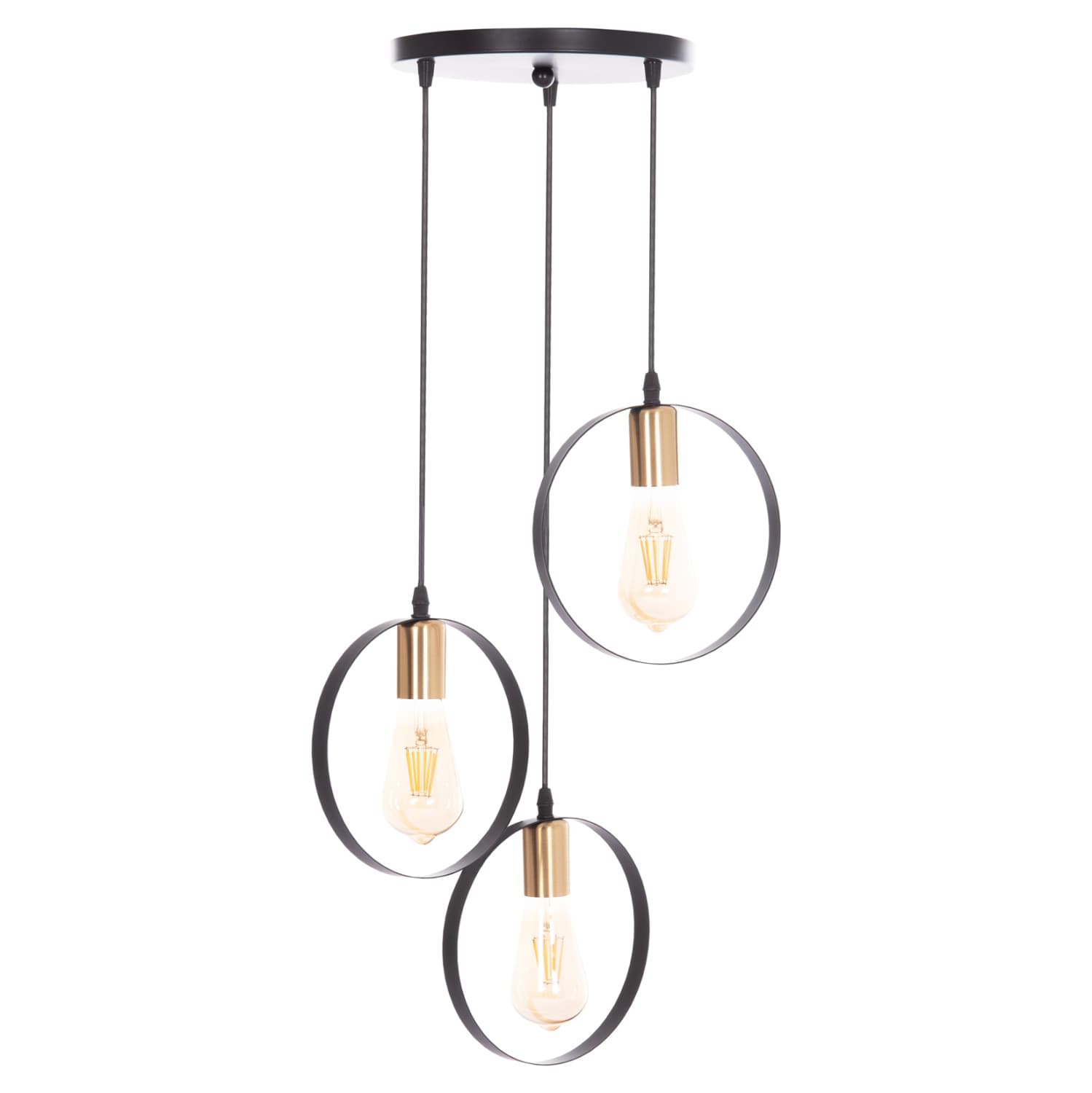 CEILING PENDANT 3-LIGHT LAMP KRENT BLACK-GOLD Φ23,5x132Hcm.
