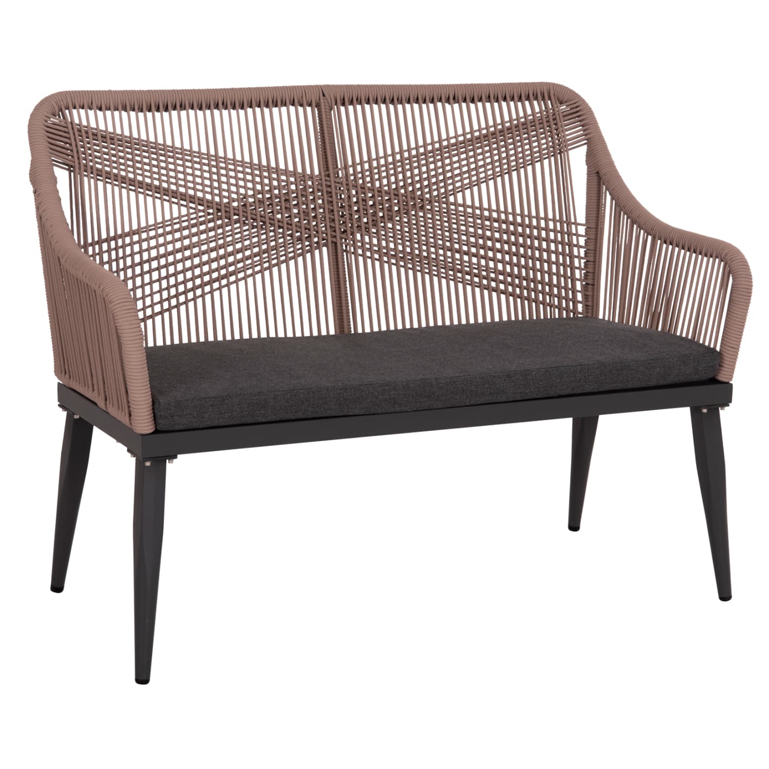 OUTDOOR SOFA 2-SEATER MYRTIA ALUMINUM IN ANTHRACITE--TESLIN ROPE IN BEIGE 123x61x90Hcm.