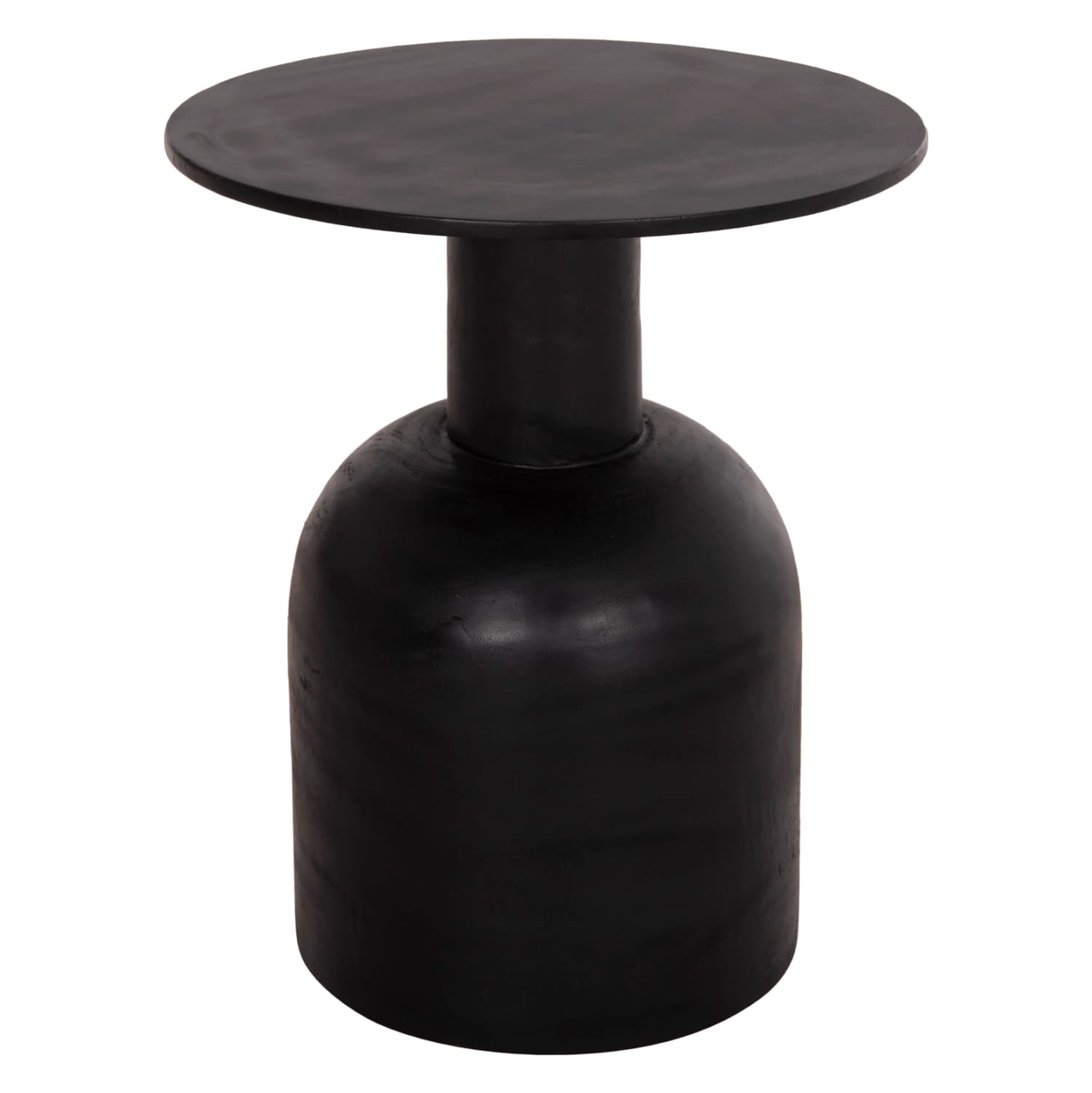 SIDE TABLE ROUND PUMBE SOLID SUAR WOOD IN BLACK COLOR Φ40x50Hcm.