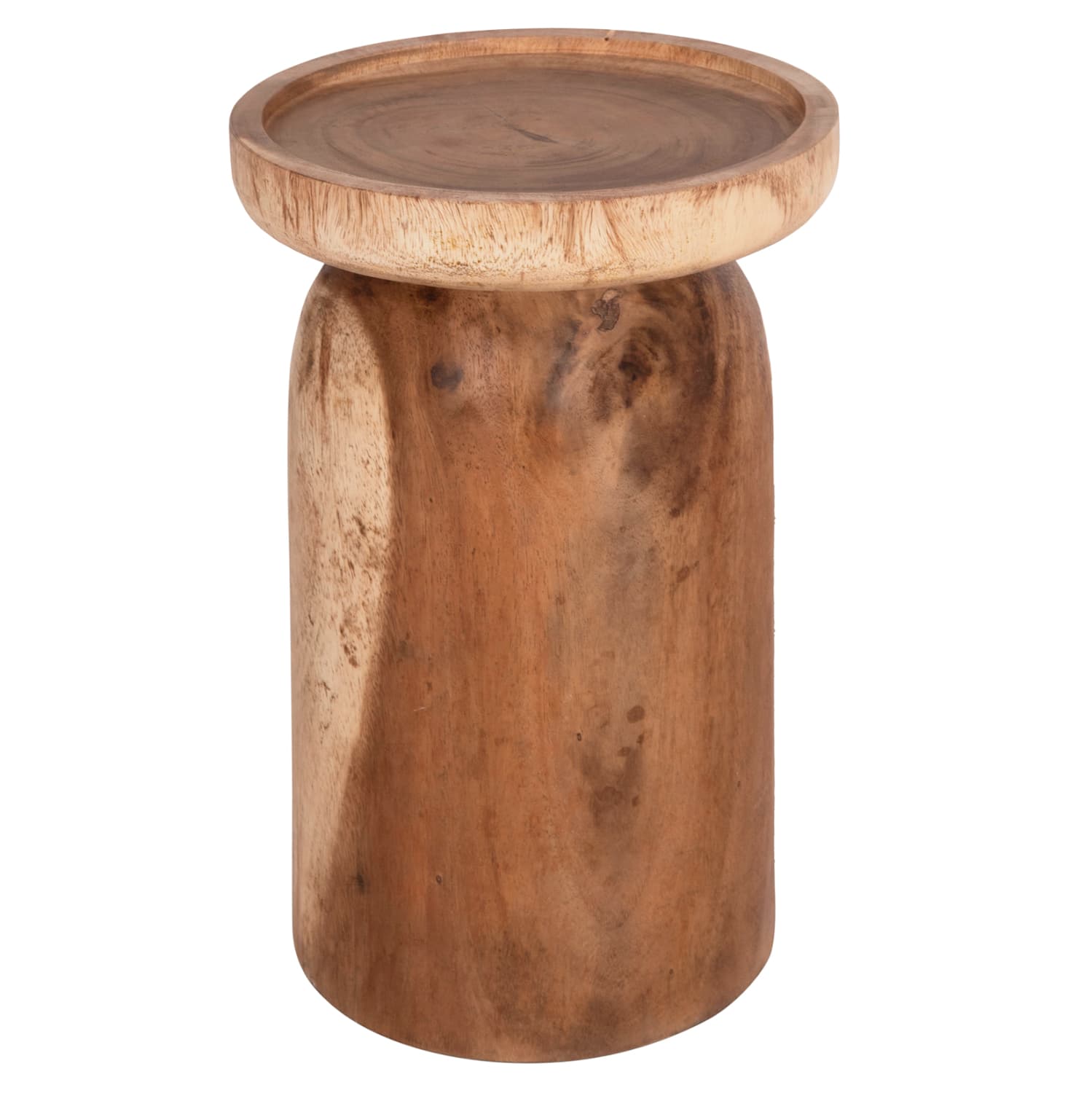 SIDE TABLE LOKI SOLID SUAR WOOD IN NATURAL Φ30x50Hcm.