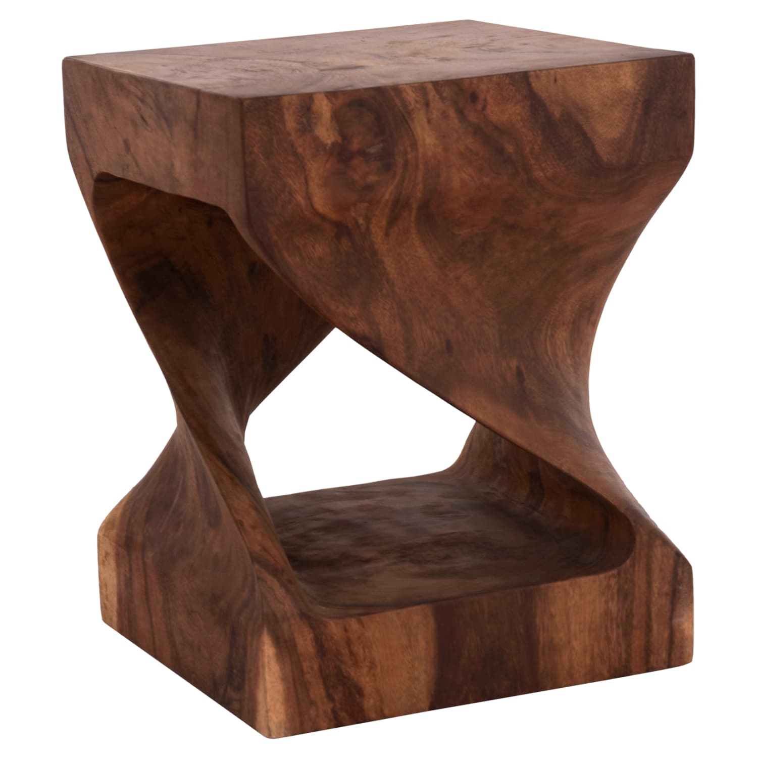 STOOL GEBO SQUARE--SUAR WOOD IN DARK NATURAL 35x35x45Hcm.