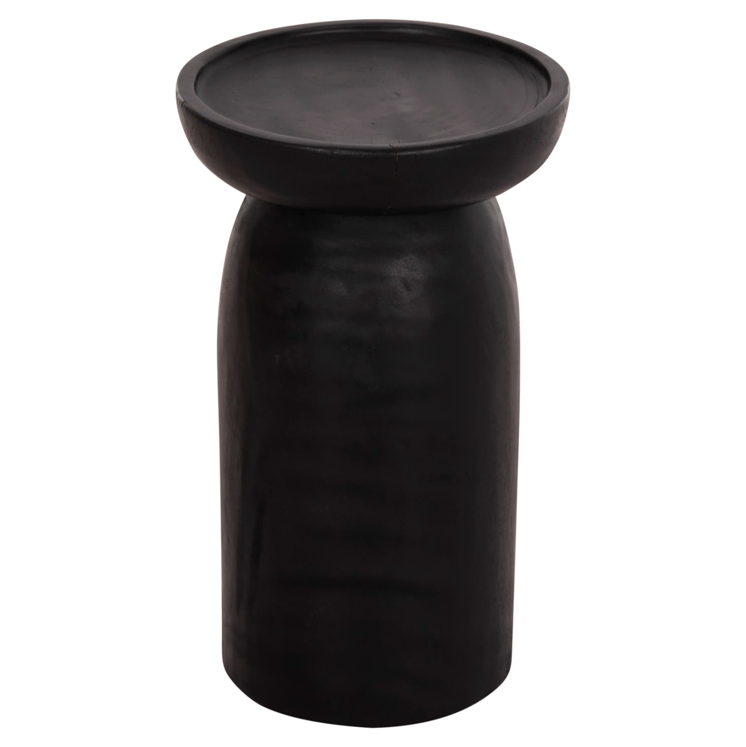 SIDE TABLE LOKI SOLID SUAR WOOD IN BLACK Φ30x50Hcm.