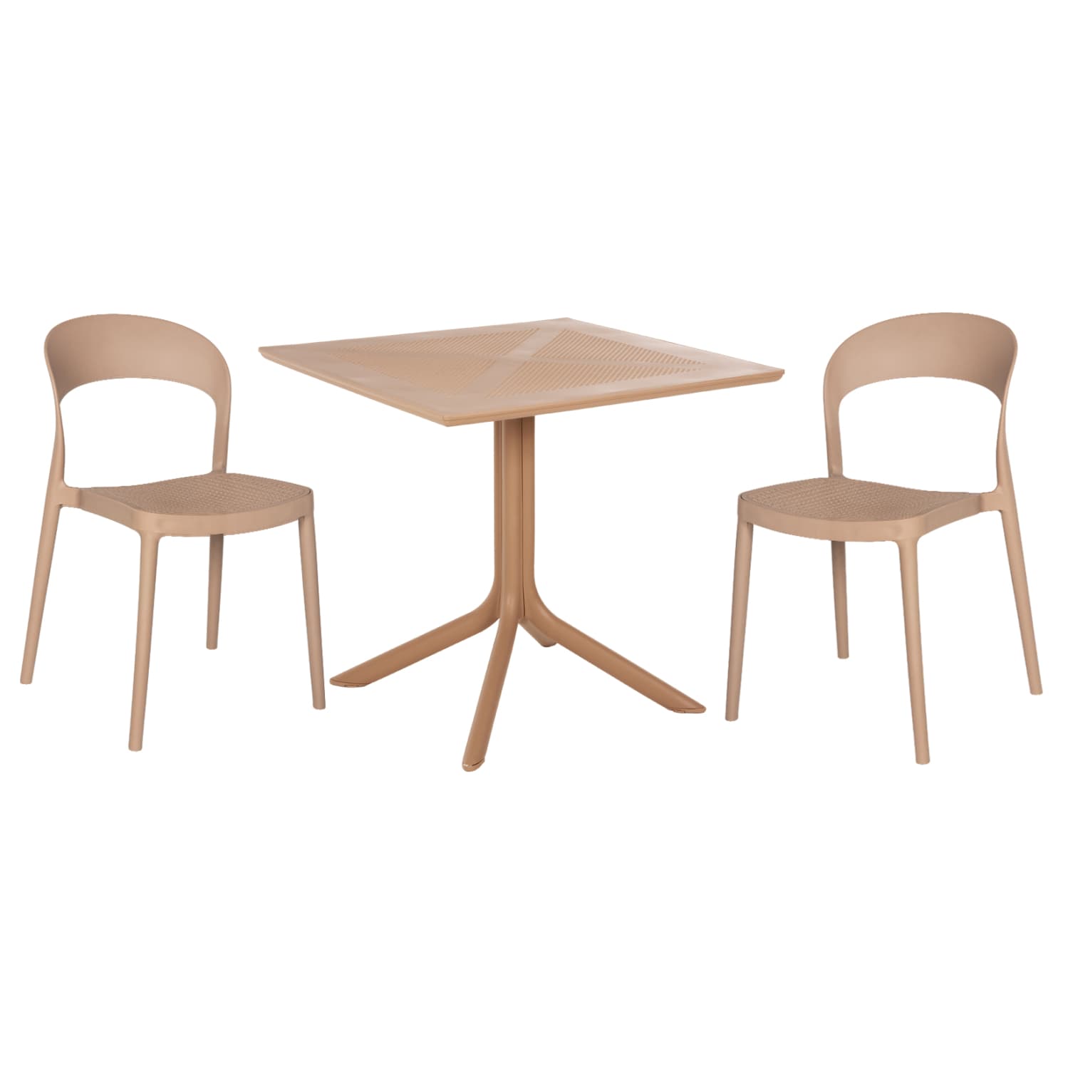 OUTDOOR DINING SET 3PCS CLEO POLYPROPYLENE IN CAPPUCCINO COLOR